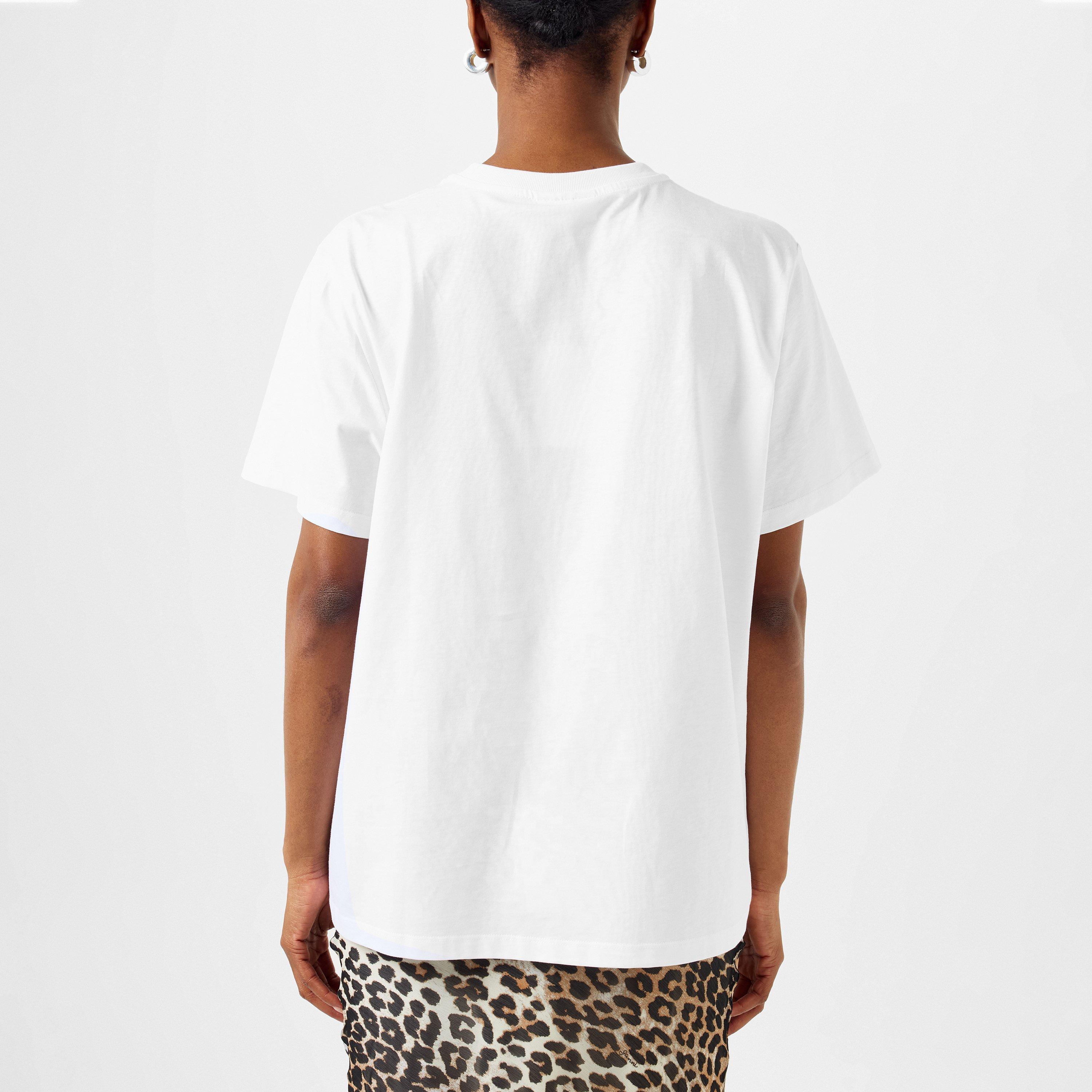 Bright White - Ganni - Women's Graphic Cotton Short Sleeve T-Shirt - 3