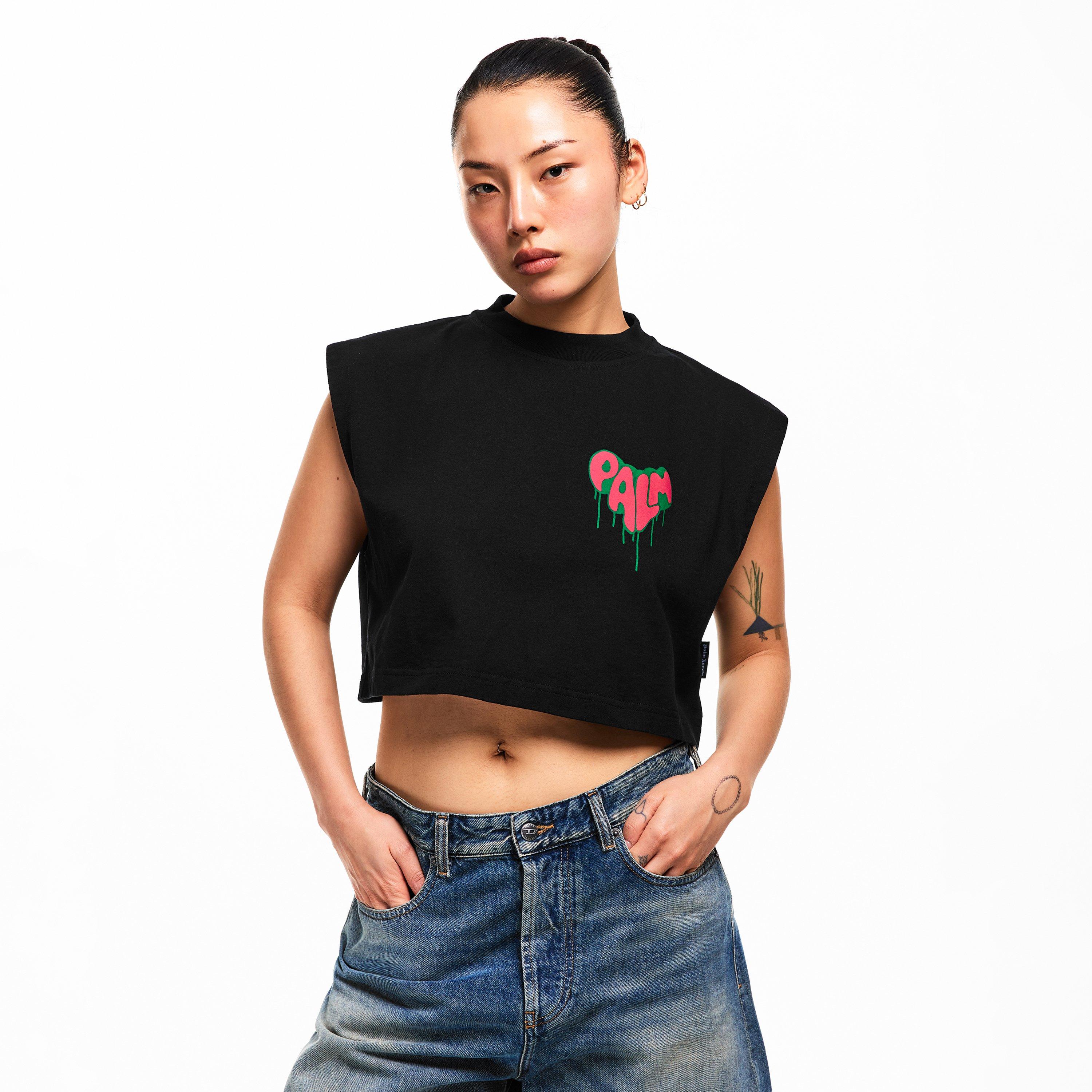 Fúcsia Preto - Palm Angels - Women's Cropped T-Shirt - 3