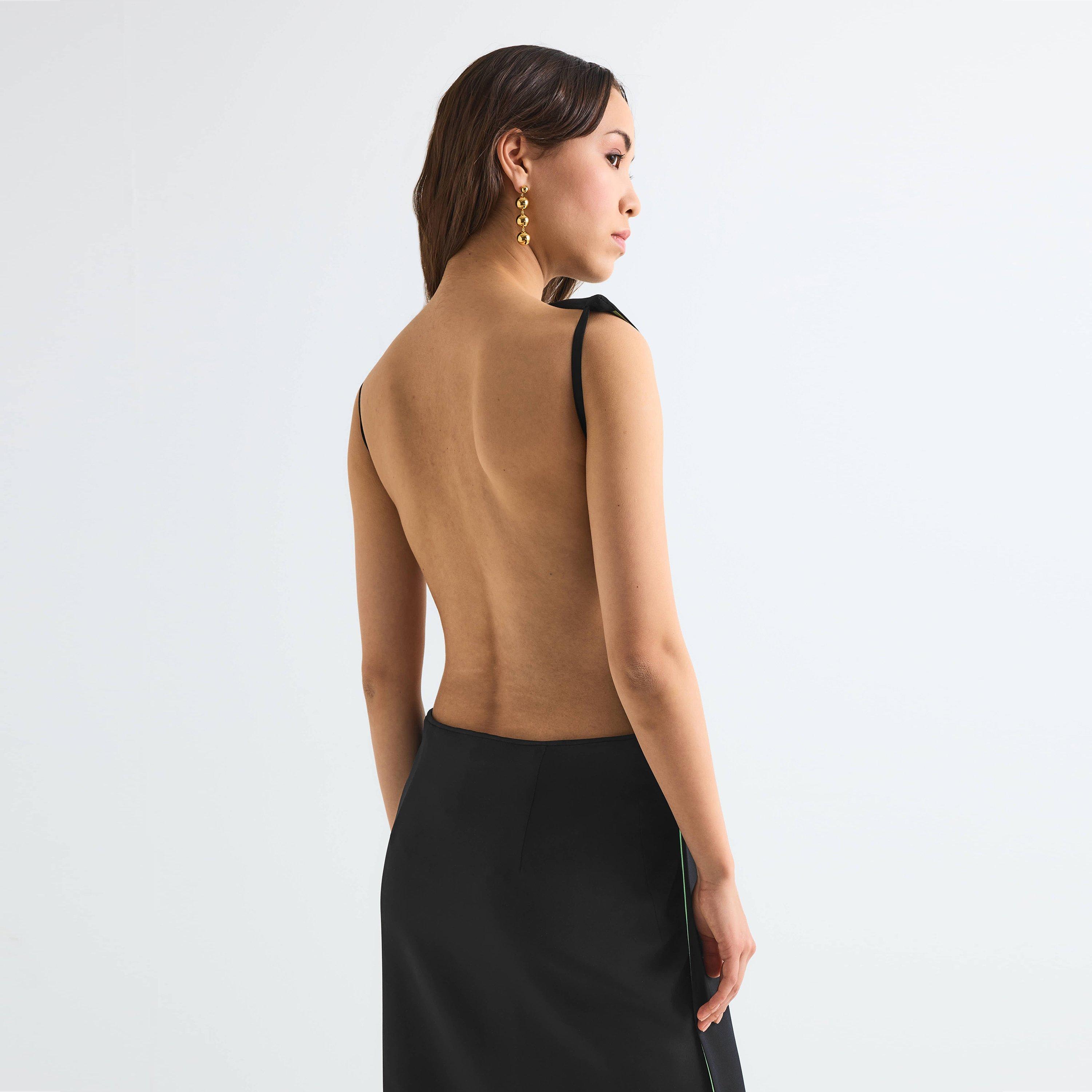 Black/Green - Tom Ford - Women's Backless Long Maxi Dress - 4