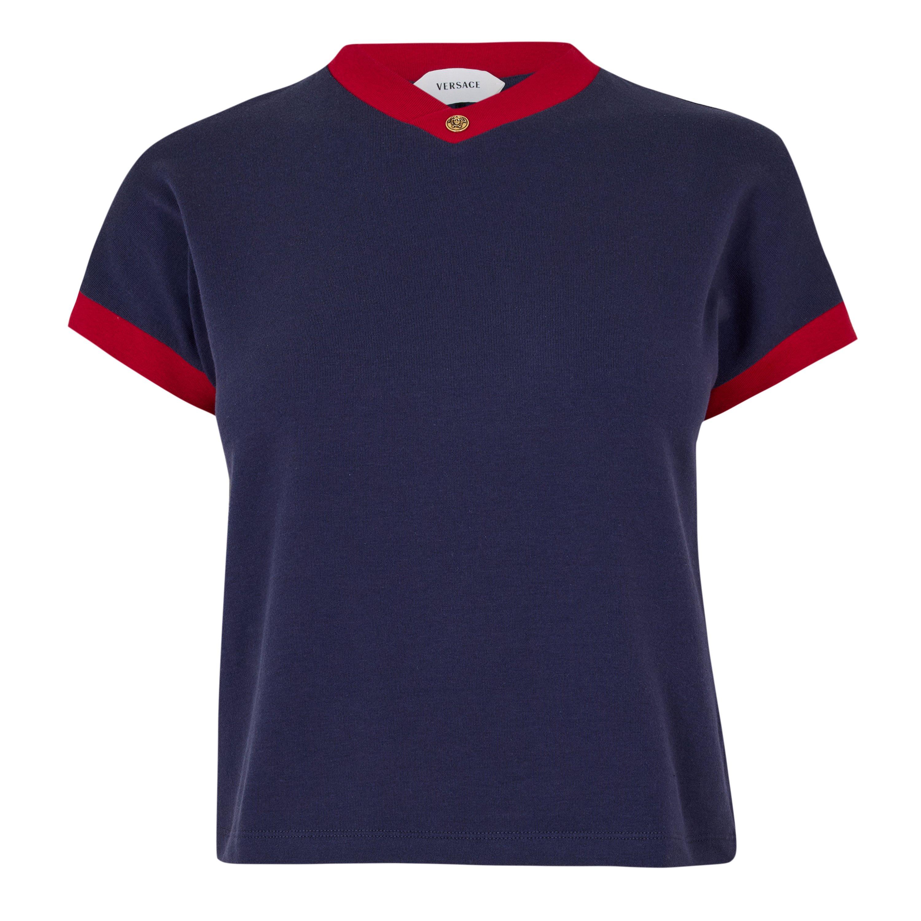 Versace Women's Vintage Medusa Slim Fit T-Shirt - Ink Red - Size 44 (UK 12)