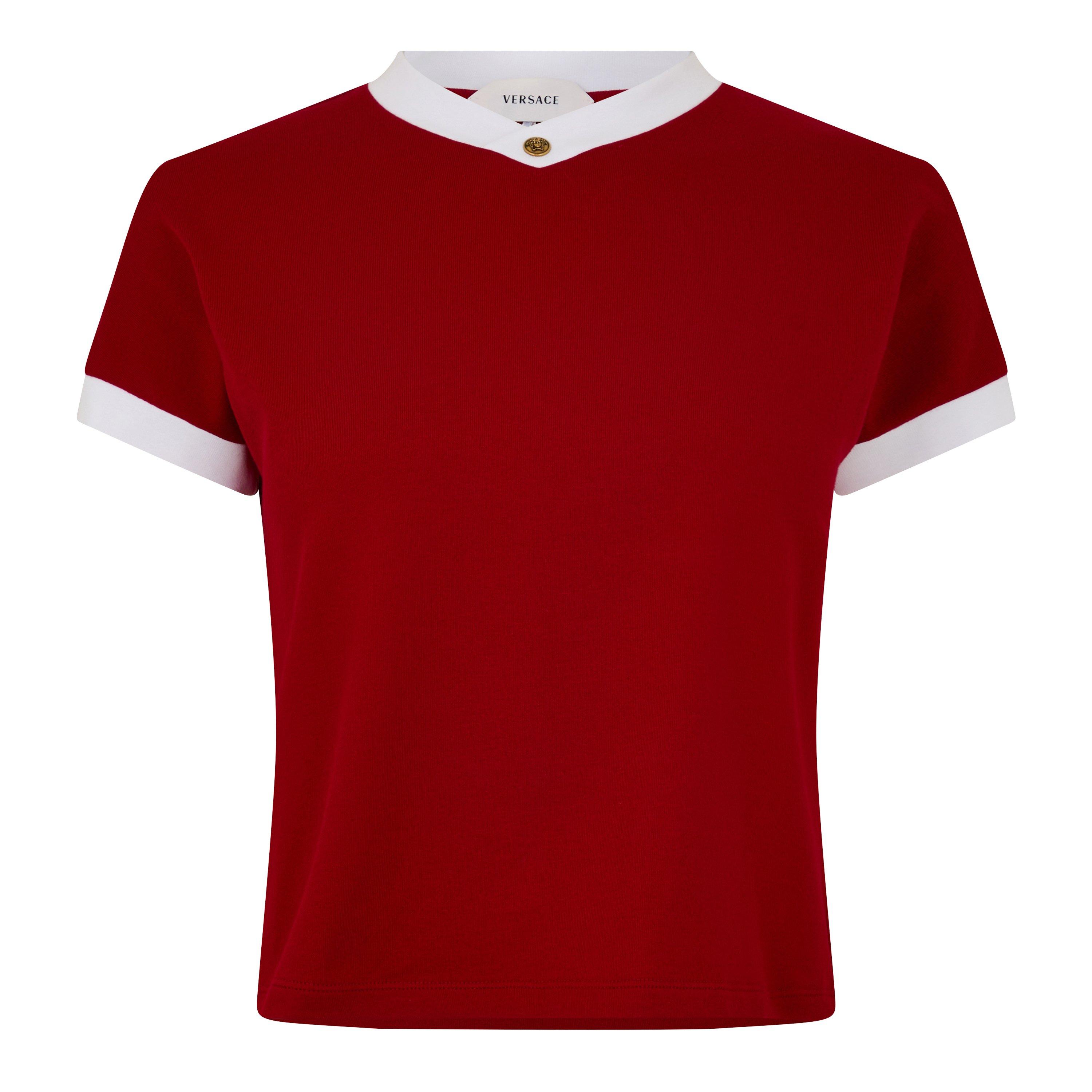 Versace Women's Vintage Medusa Slim Fit T-Shirt - Red White - Size 44 (UK 12)
