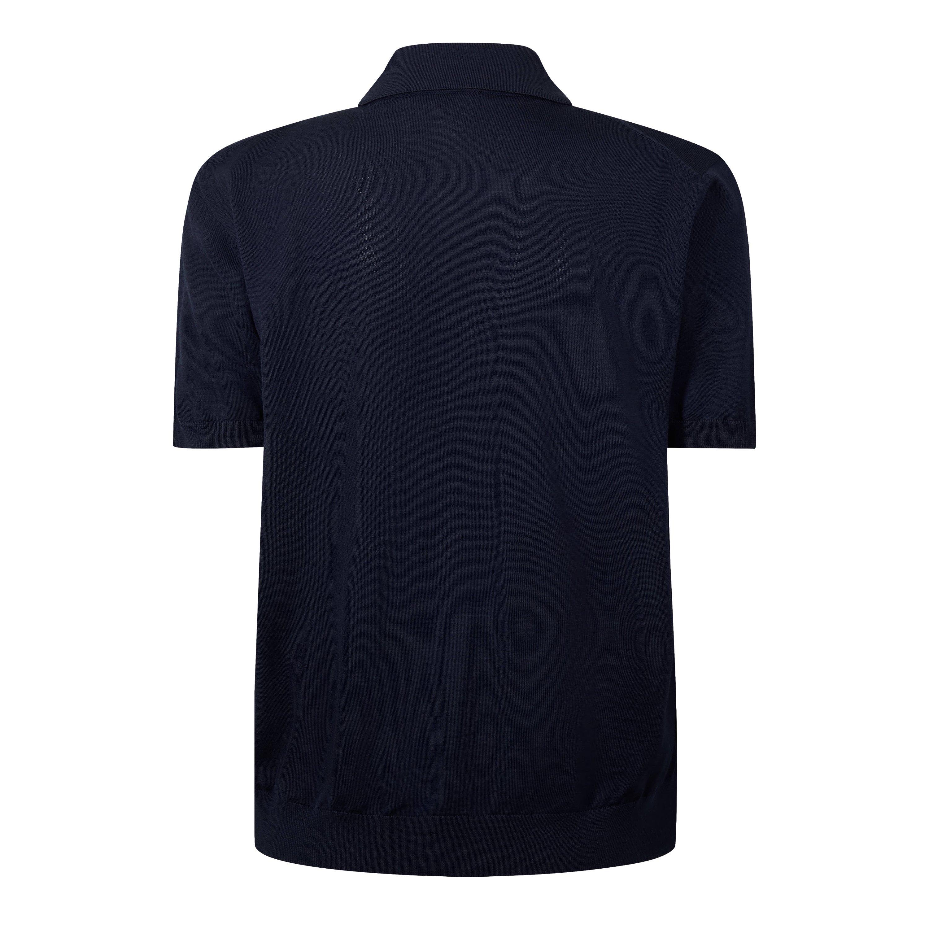 Navy - Versace - Women's Knitted Short Sleeve Shirt - 2