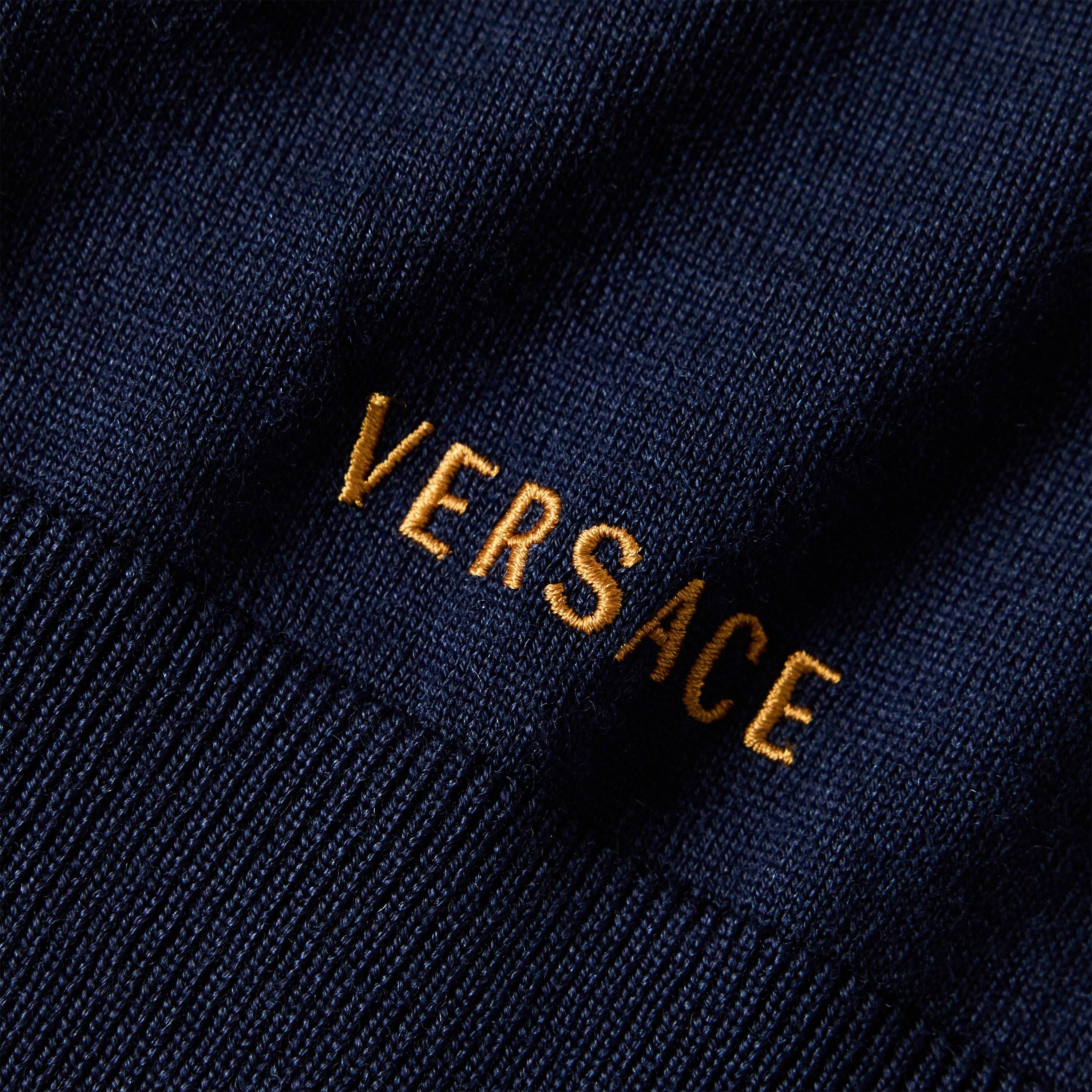 Navy - Versace - Women's Knitted Short Sleeve Shirt - 5