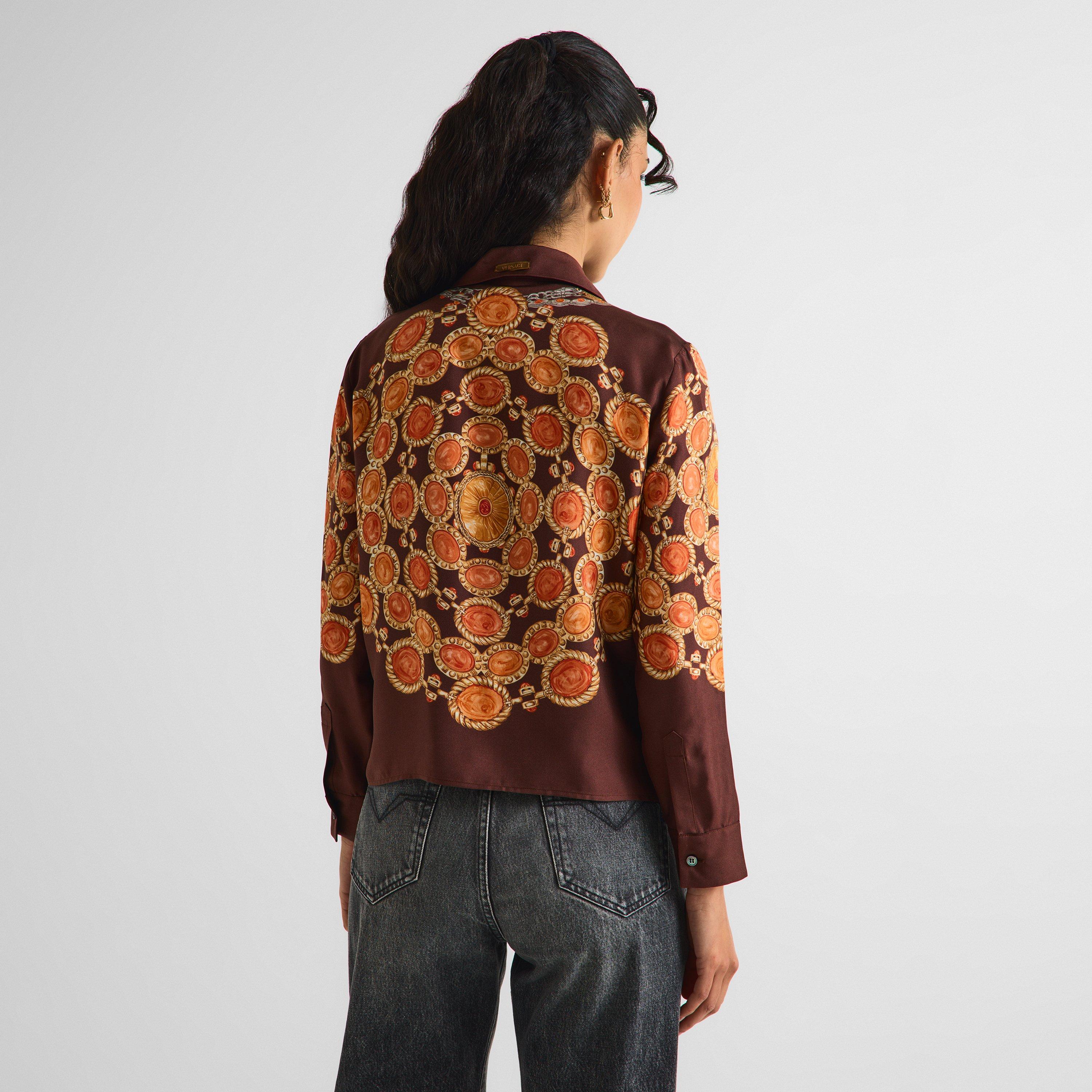 Choco Amber - Versace - Women's Silk Long Sleeve Patterned Shirt - 4