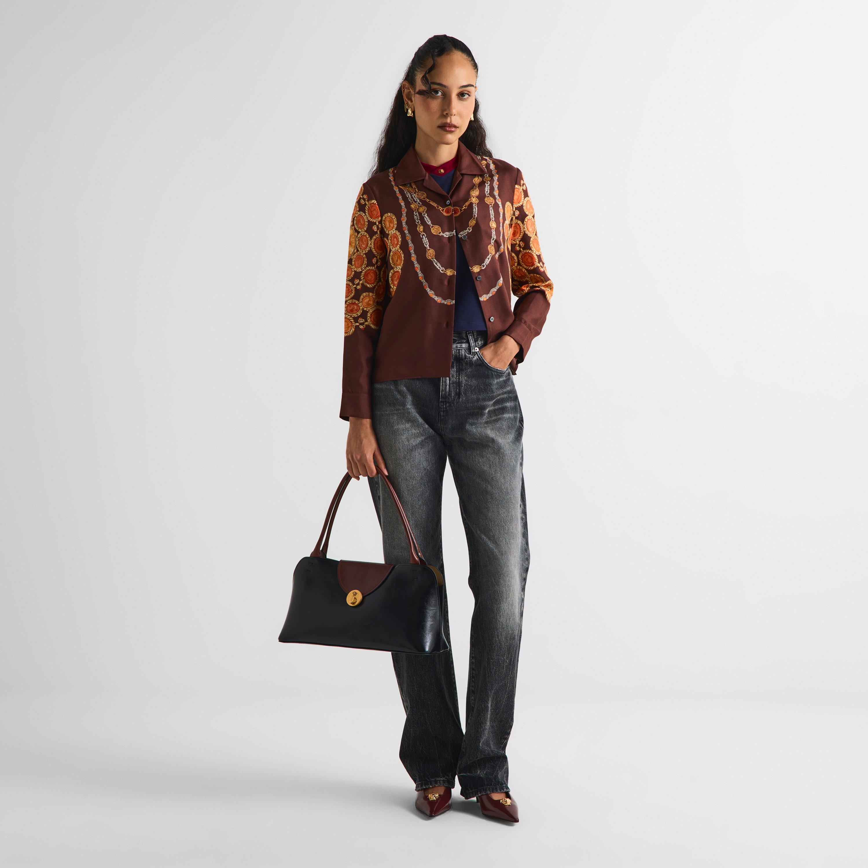 Choco Amber - Versace - Women's Silk Long Sleeve Patterned Shirt - 6