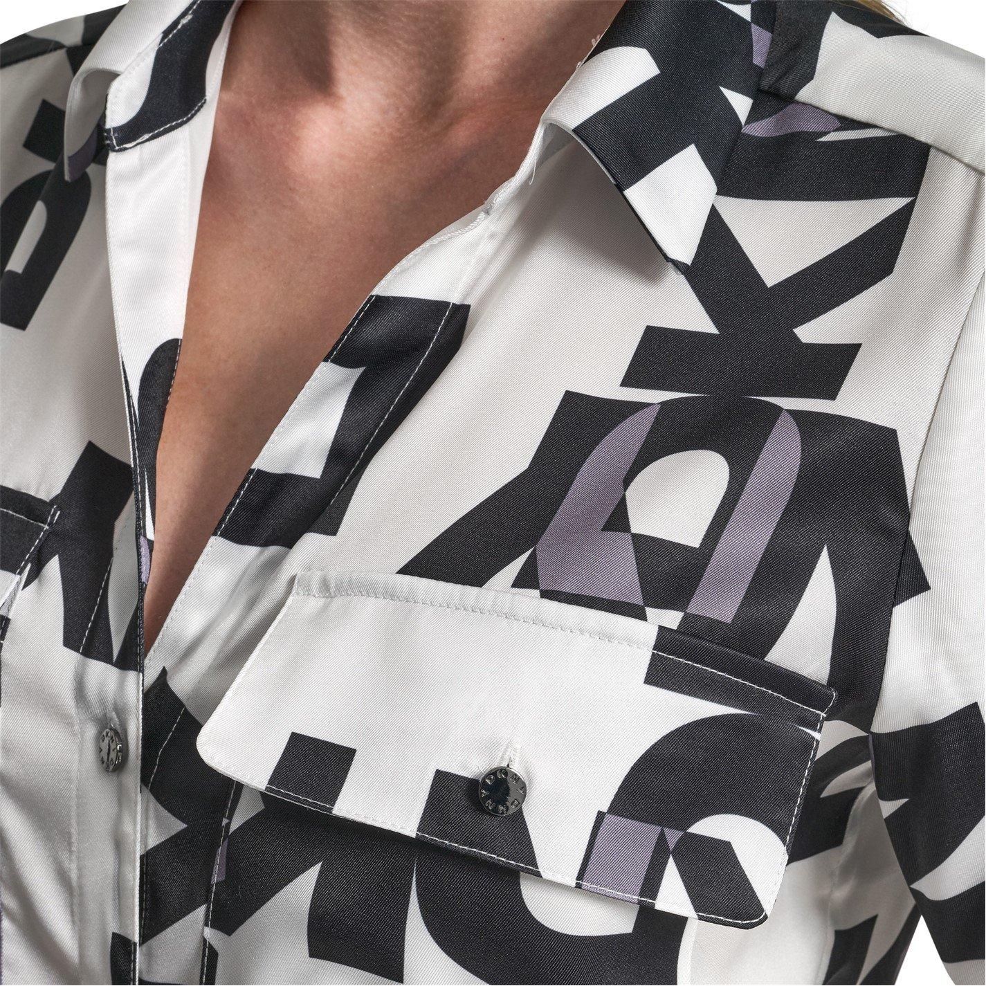 White/Black - DKNY - Womens DKNY Sportswear All-Over Print Long-Sleeve Shirt - 5