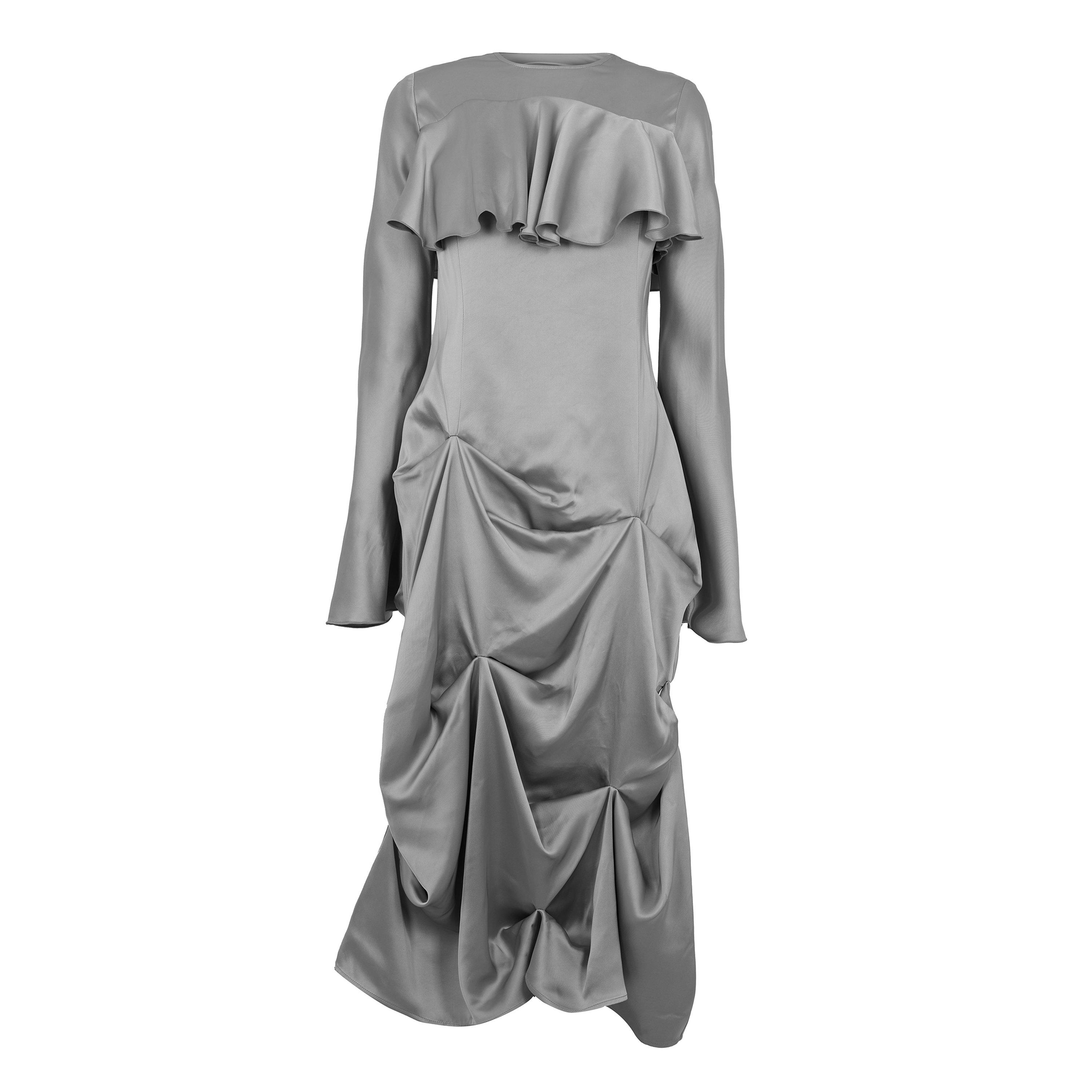 Ganni Women's Satin Maxi Dress - Mirage Gray - Size 8 (34)