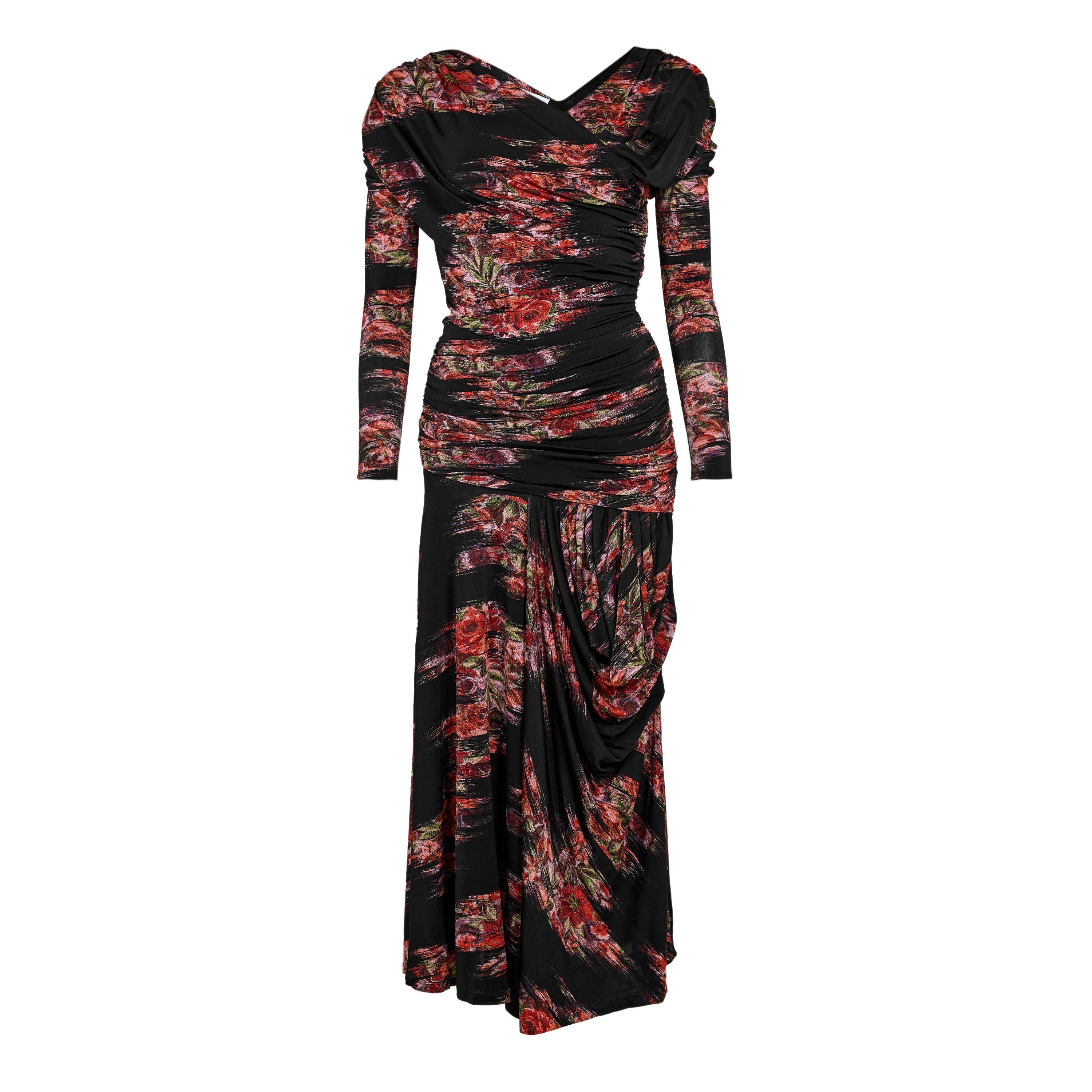 Ganni Women's Printed Jersey Long Maxi Dress - Black - Size 6 (32)