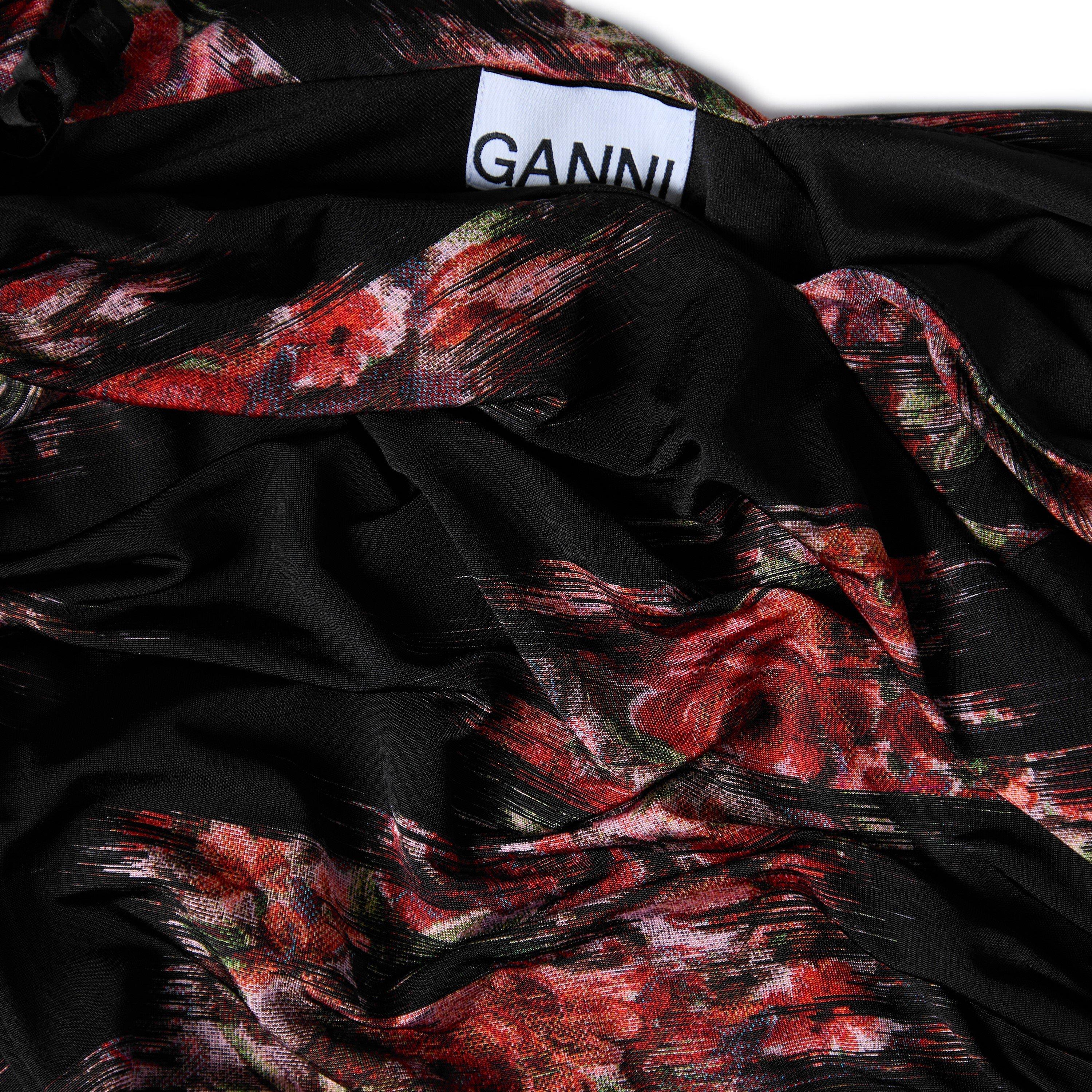 Black - Ganni - Women's Printed Jersey Long Maxi Dress - 5