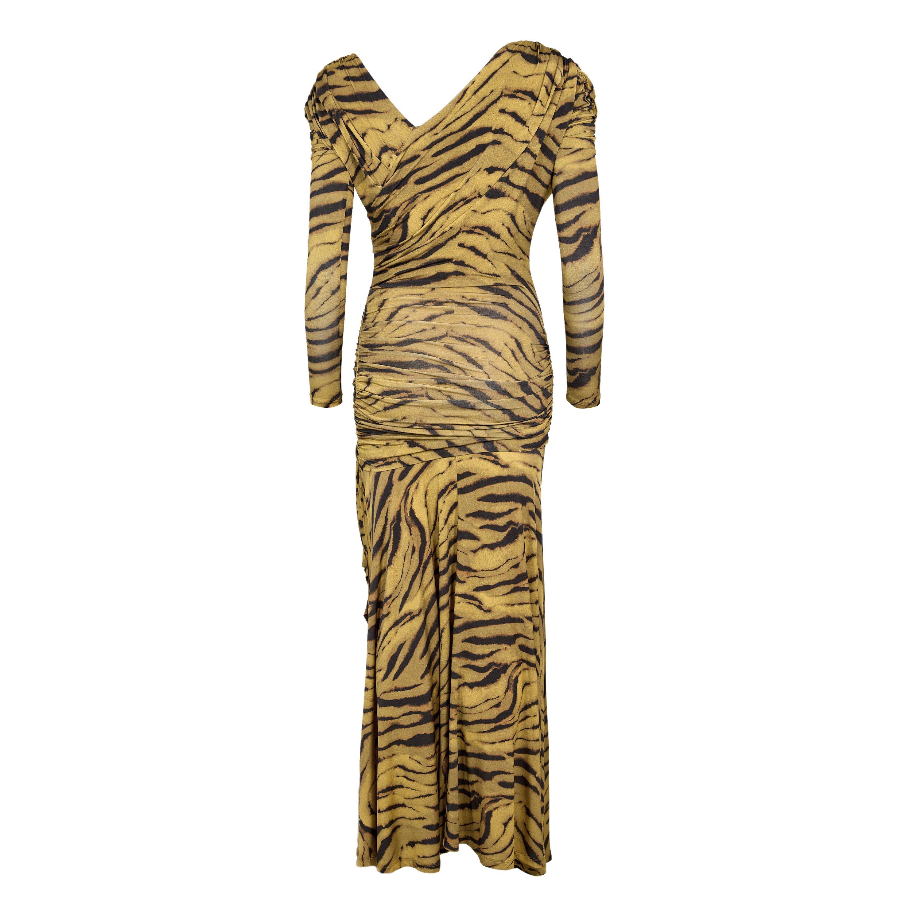 Khaki - Ganni - Women's Printed Jersey Long Maxi Dress - 2
