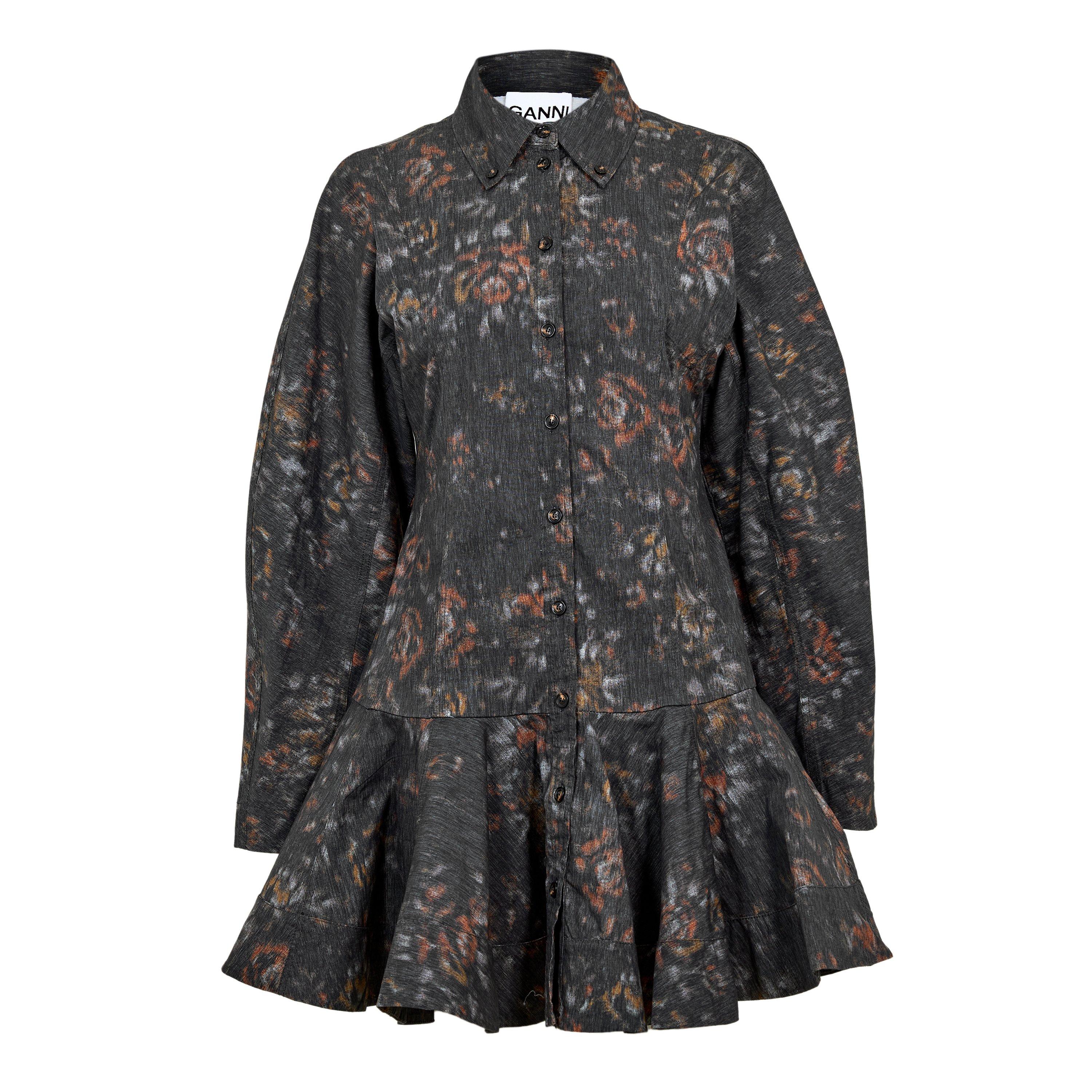 Ganni Women's Printed Mini Dress - Phantom - Size 8 (34)