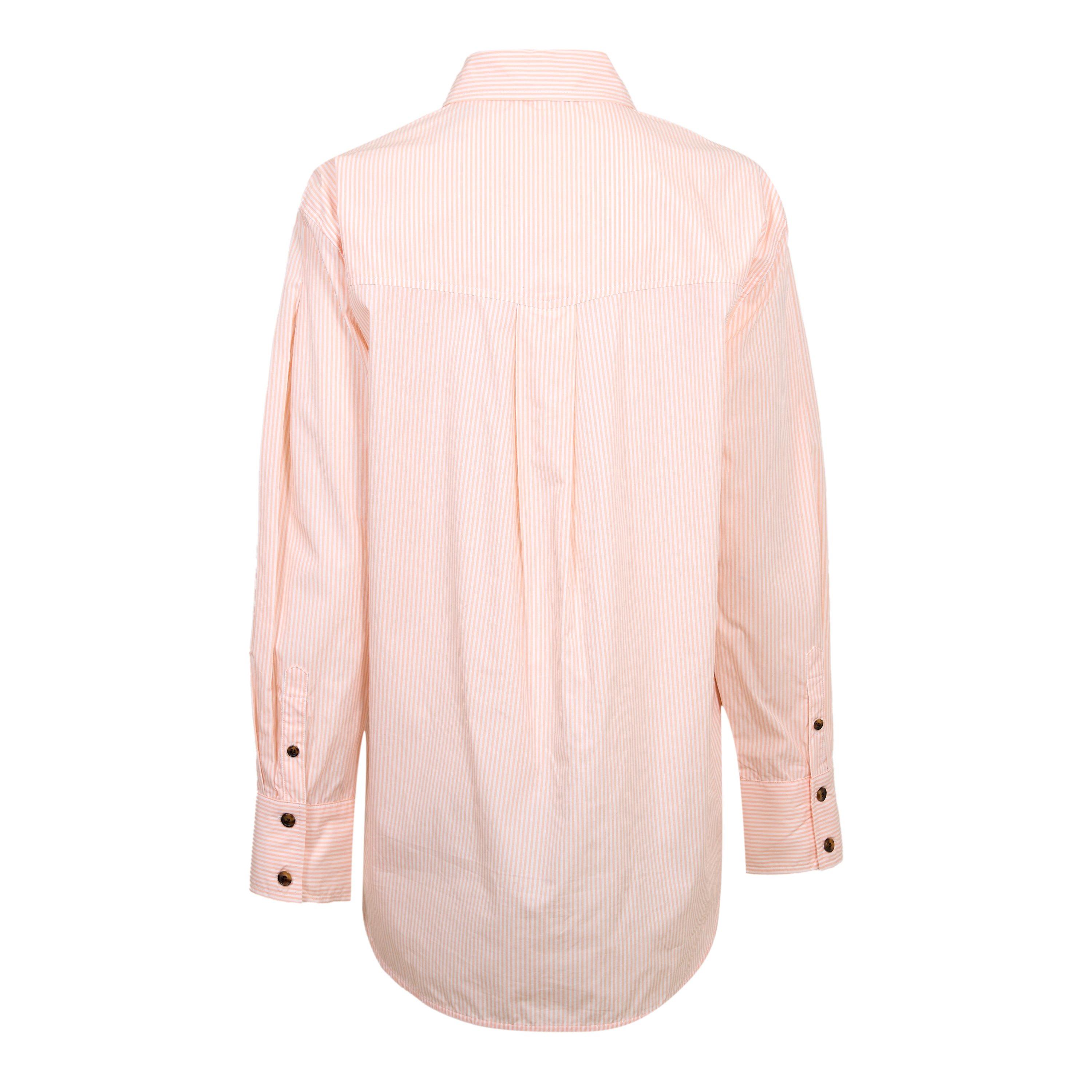 Peach Parfait - Ganni - Women's Stripe Cotton Oversized T-Shirt - 2