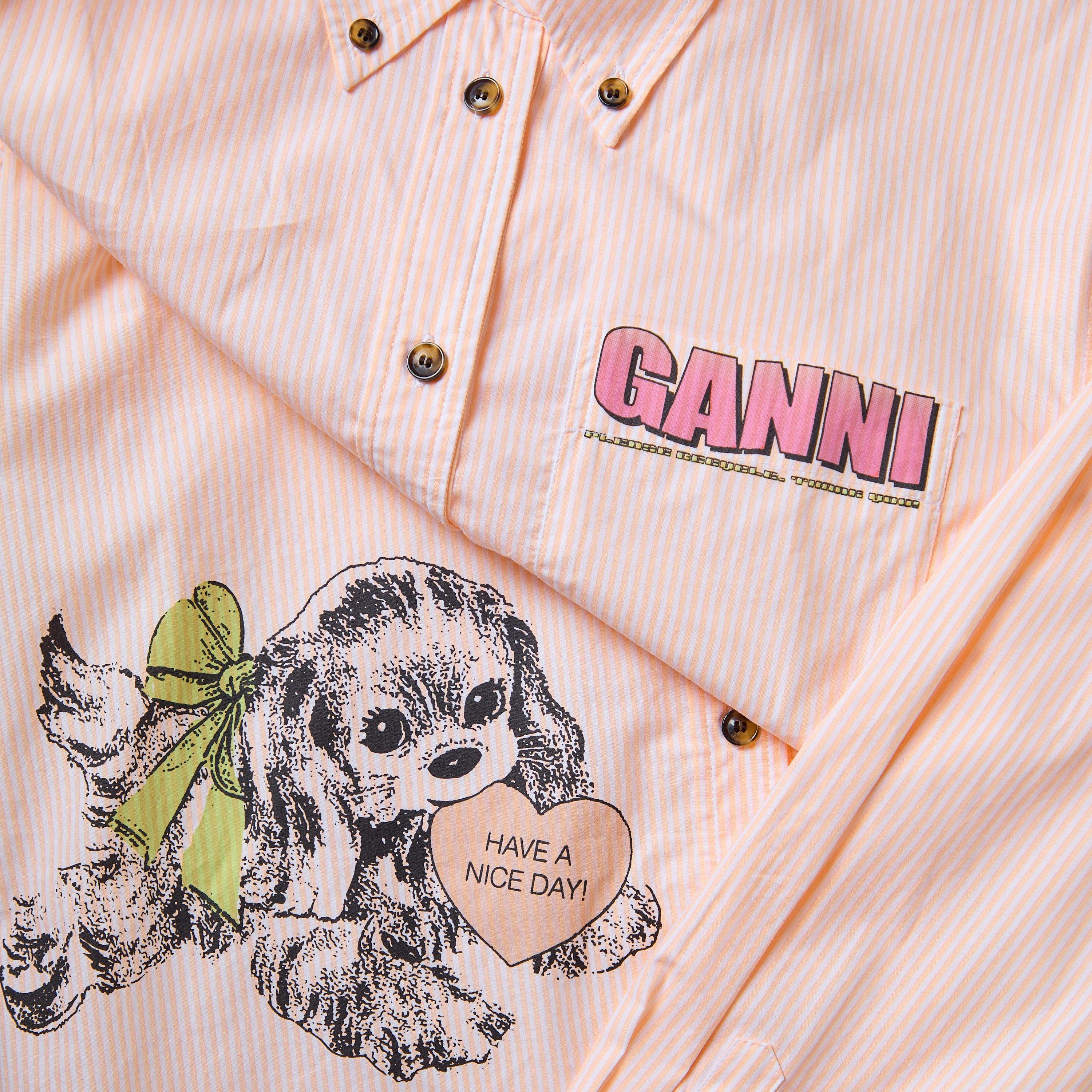 Peach Parfait - Ganni - Women's Stripe Cotton Oversized T-Shirt - 5