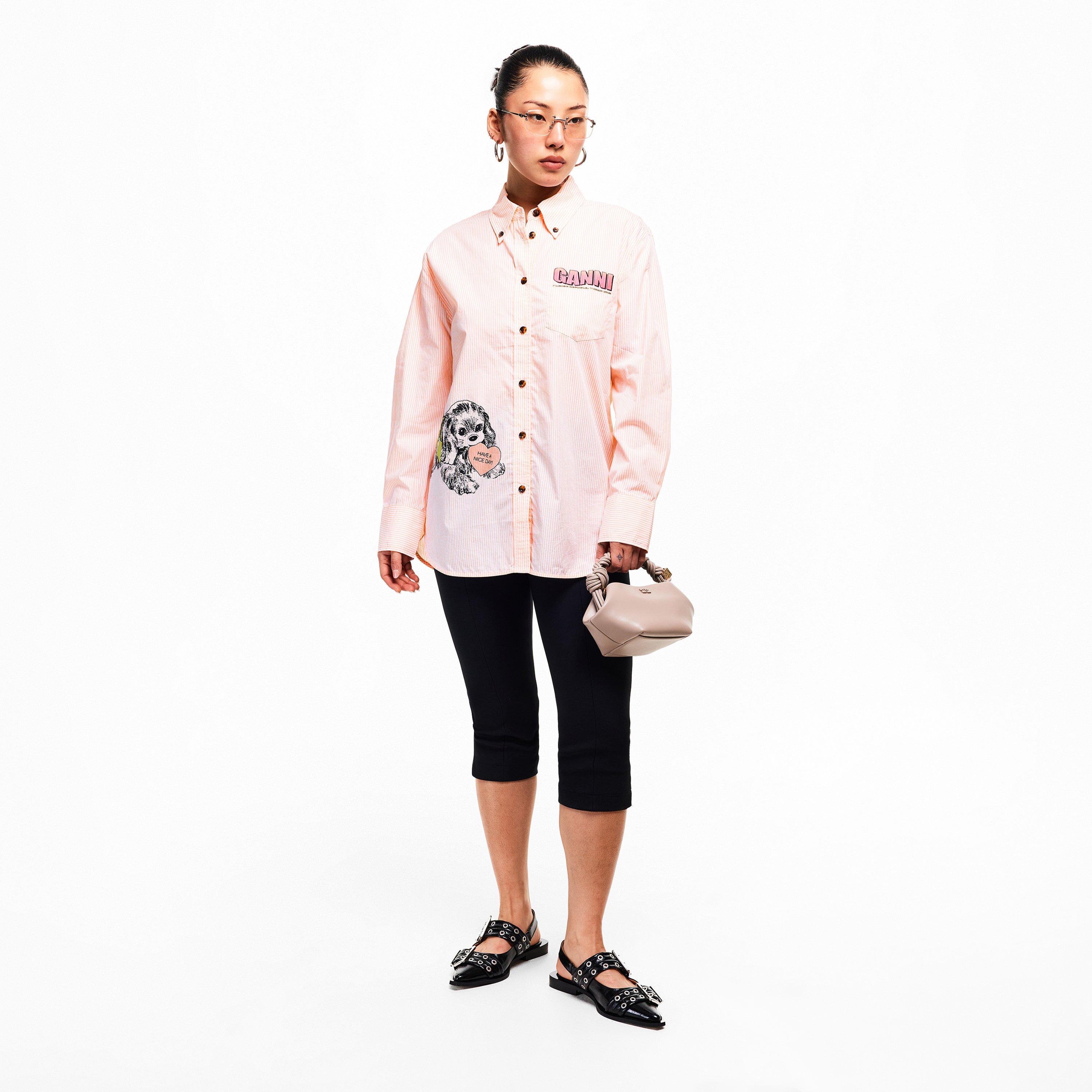 Peach Parfait - Ganni - Women's Stripe Cotton Oversized T-Shirt - 6