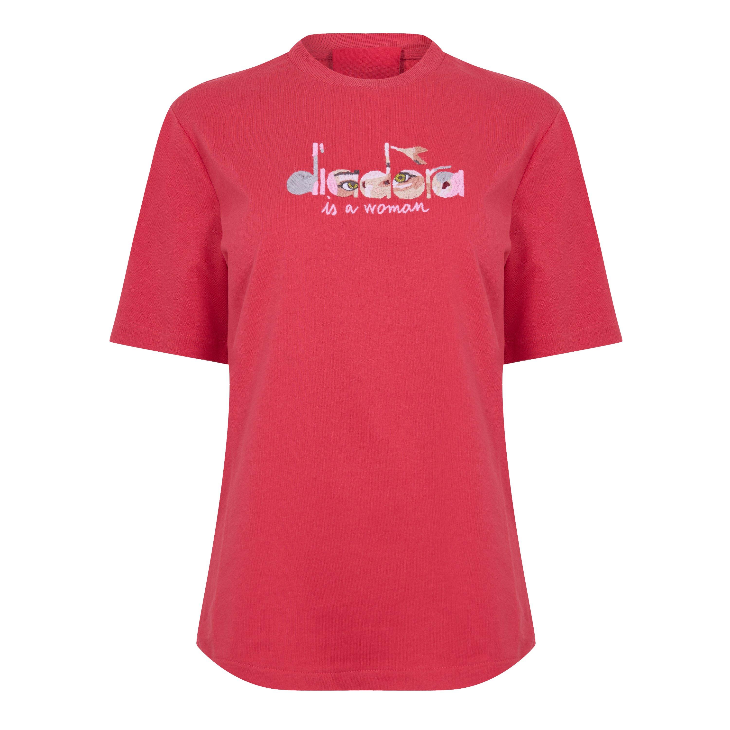 Diadora Women's Eye Short Sleeve T-Shirt - Red - 10 (S)