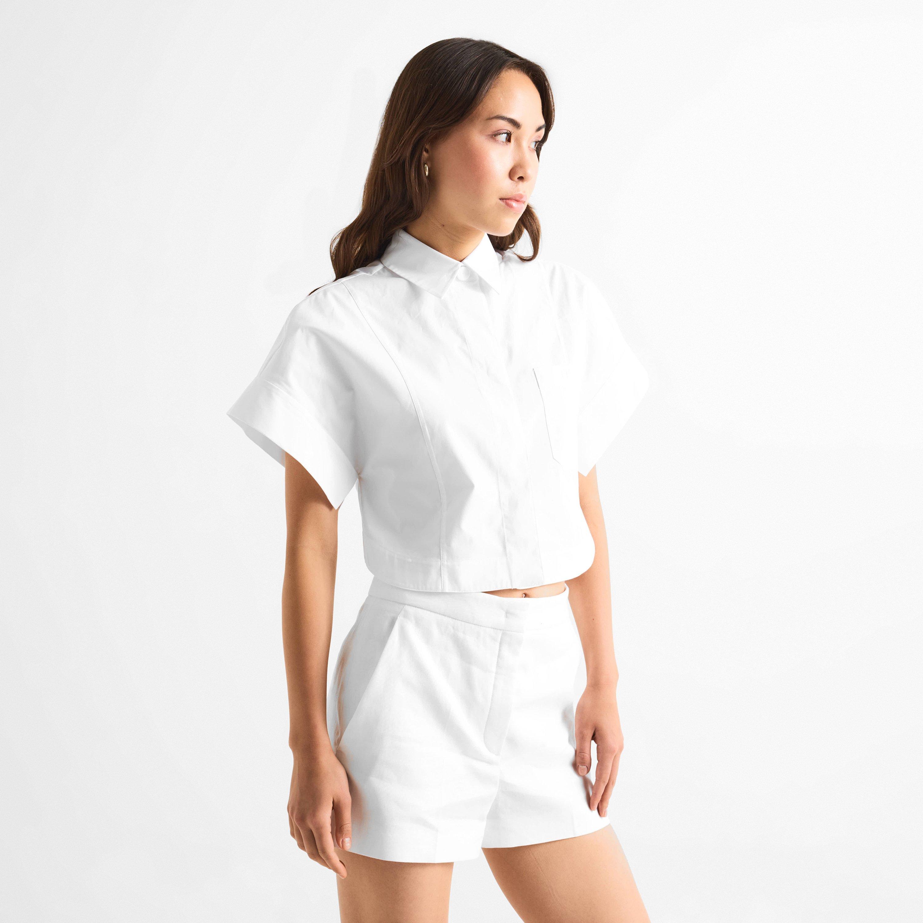 White - Fendi - Women's Linen Short Sleeve Shirt - 3