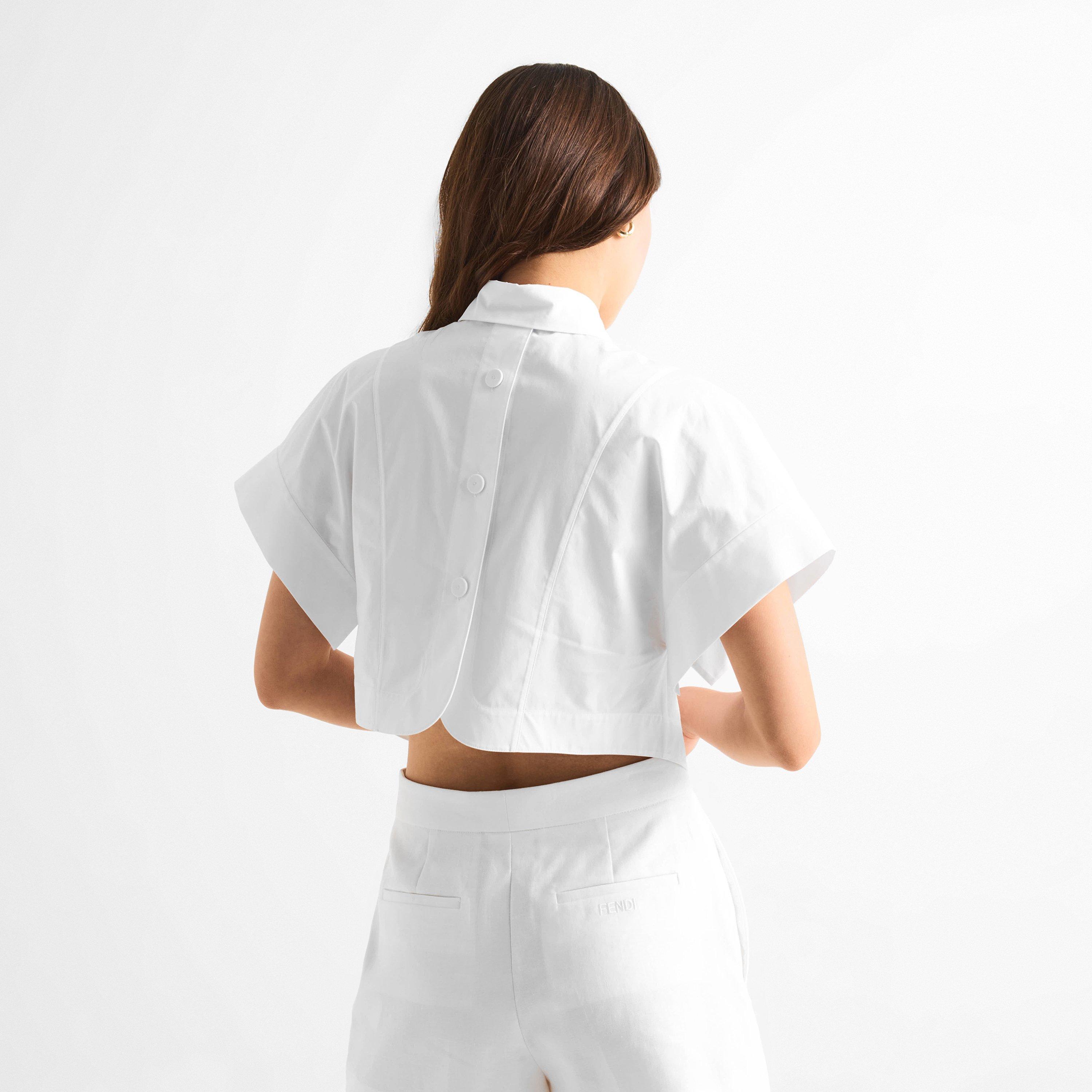 White - Fendi - Women's Linen Short Sleeve Shirt - 4
