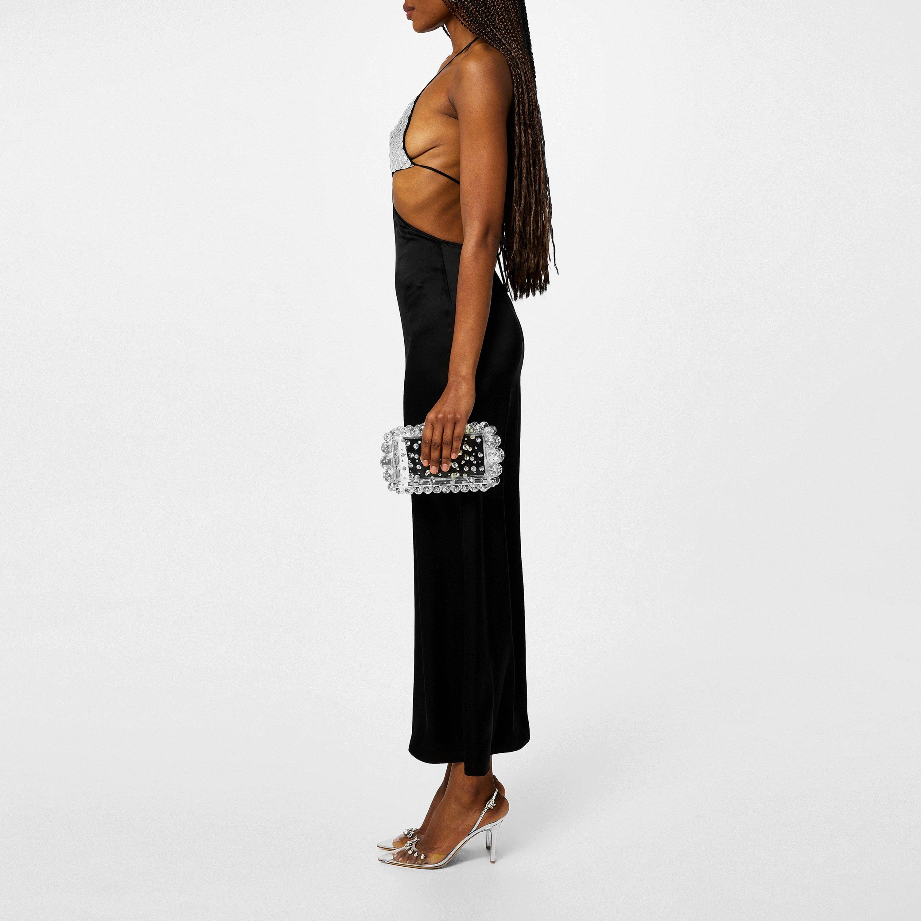 Black/Silver - David Koma - Halter Flounce Dress - 2