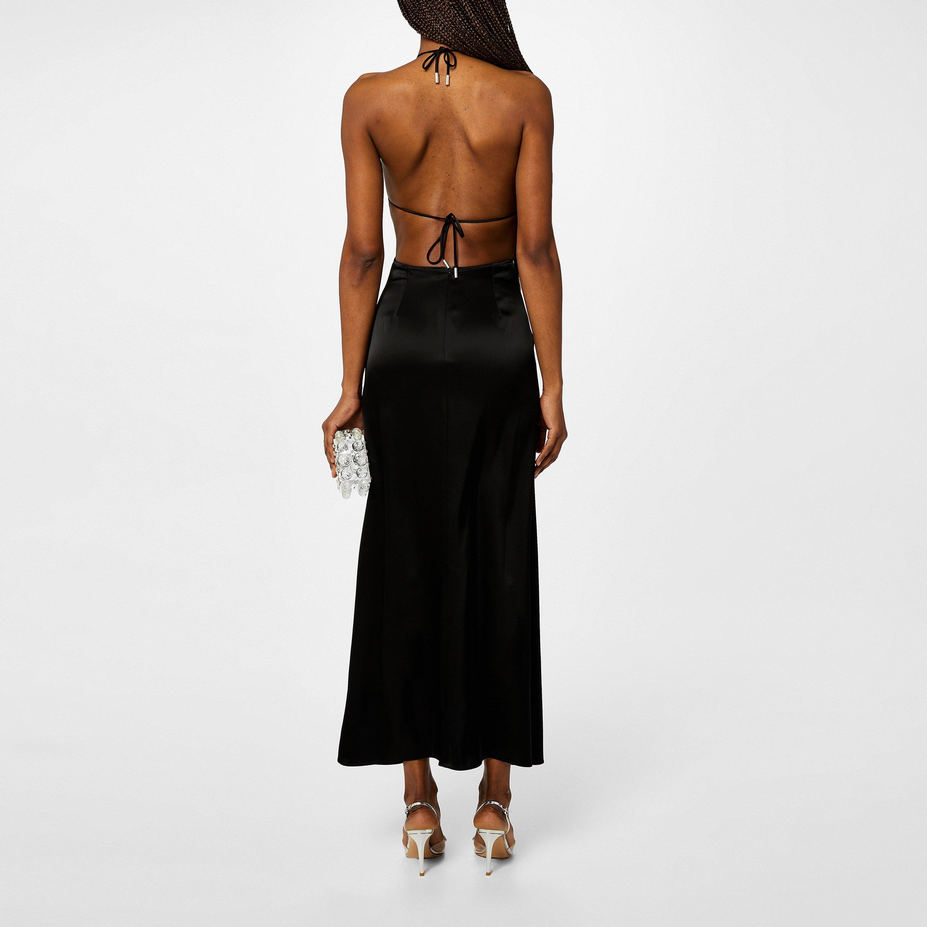 Black/Silver - David Koma - Halter Flounce Dress - 3