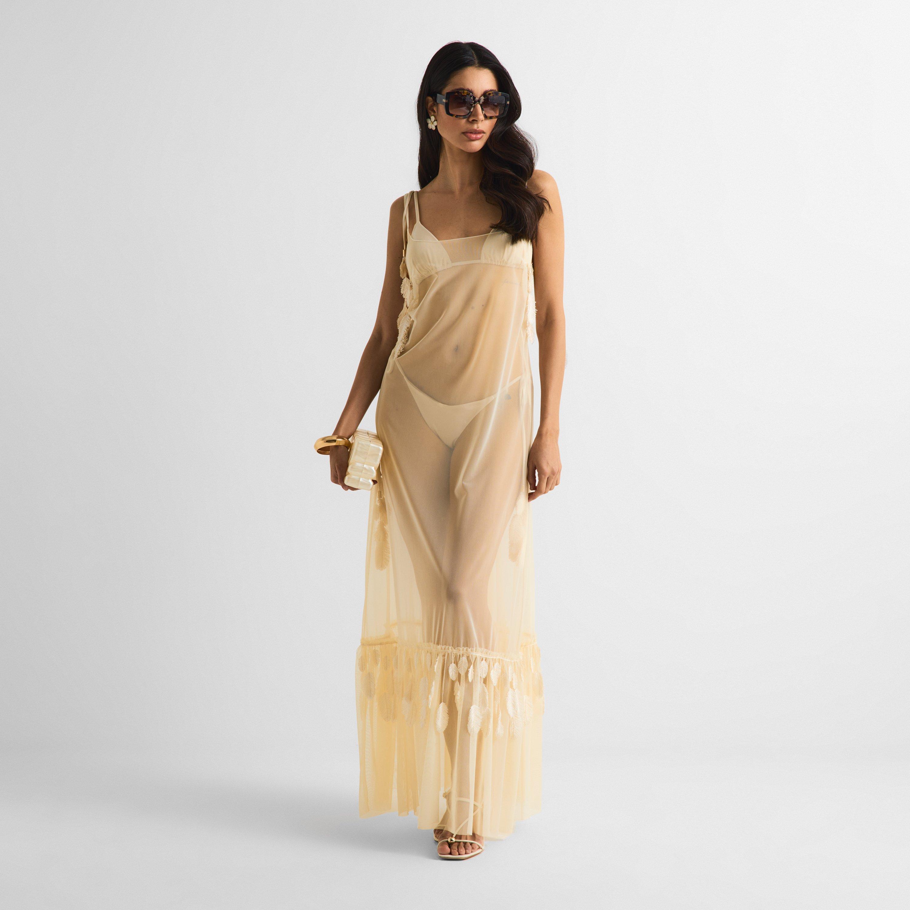 Almond - Isabel Beachwear - Women's Joy Plumage Long Maxi Dress - 6
