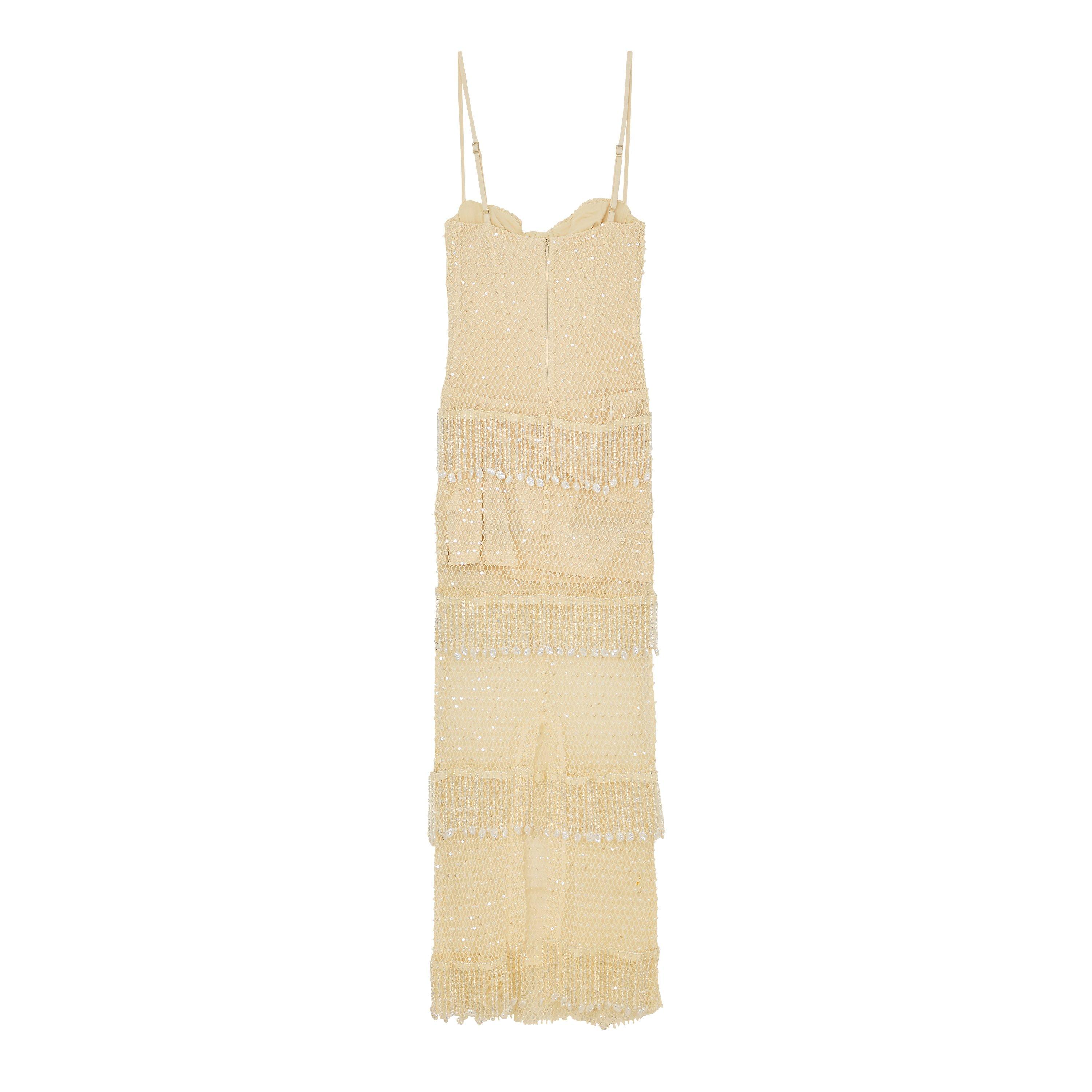 Beige - Patbo - Women's Crochet Bloom Beach Long Maxi Dress - 2