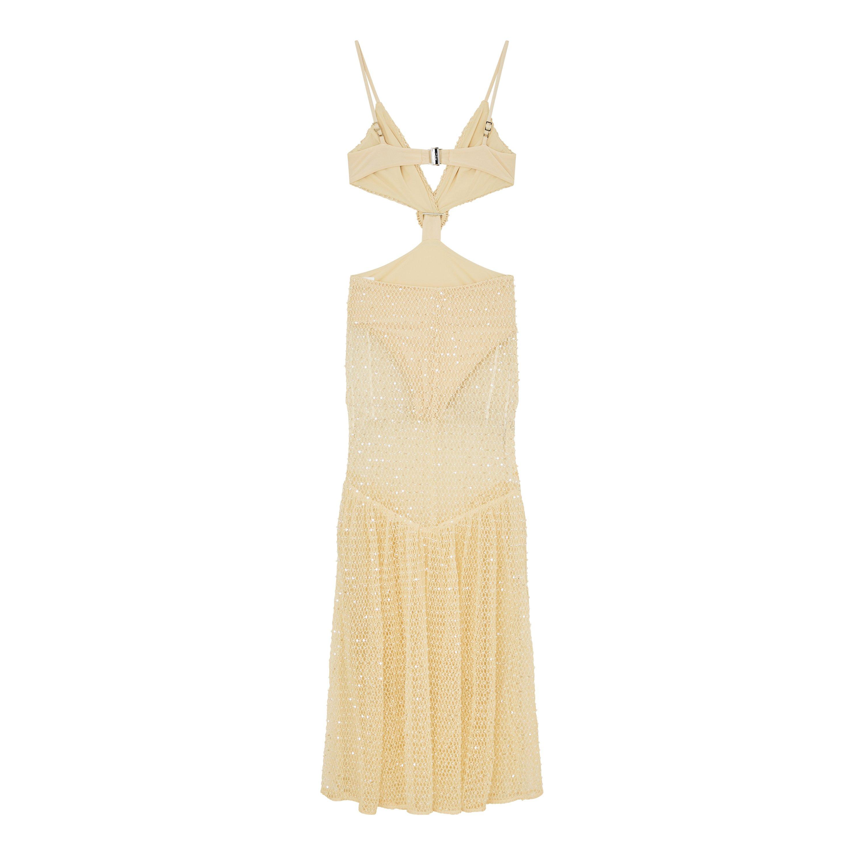 Beige - Patbo - Women's Crochet Bloom Cut Out Maxi Dress - 2