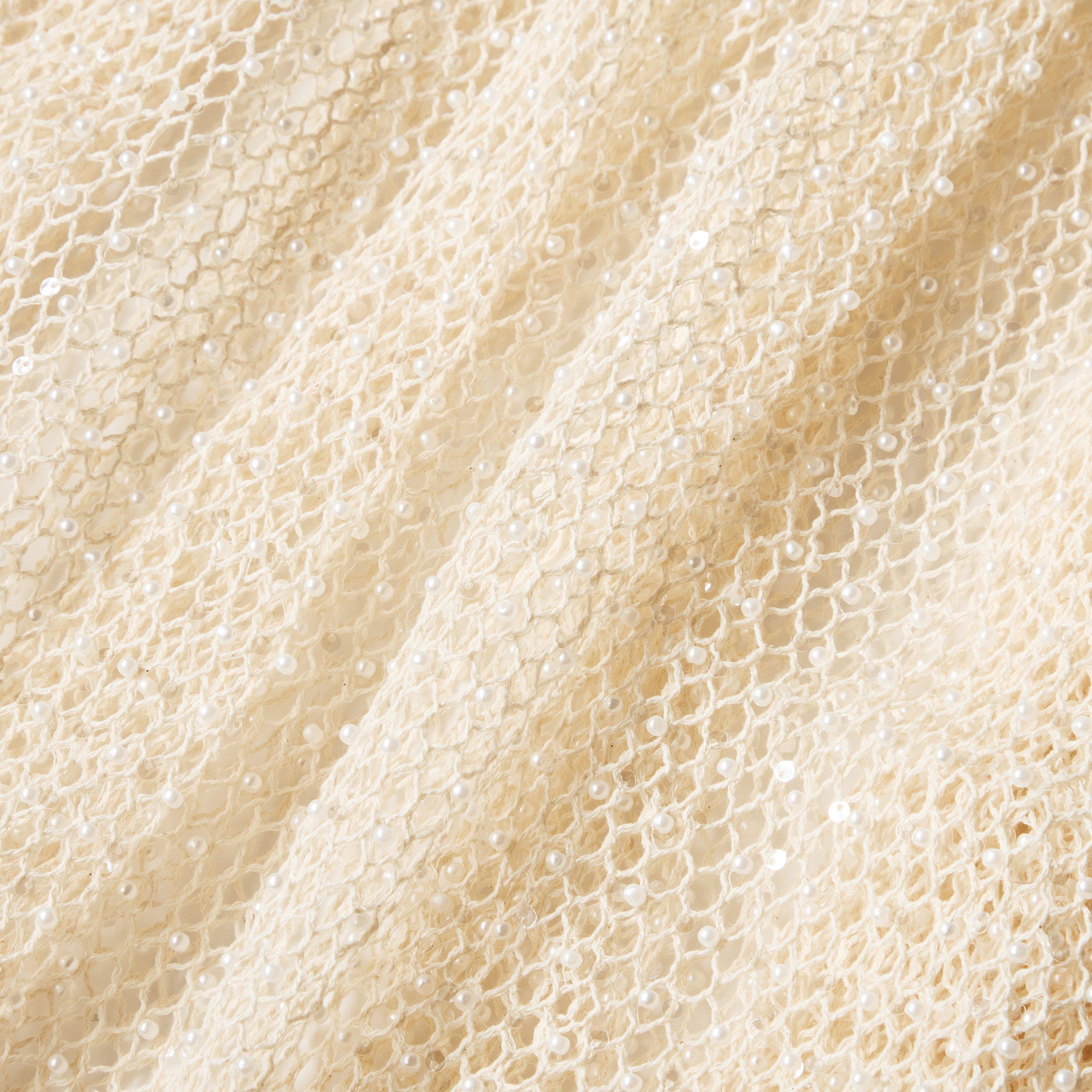 Beige - Patbo - Women's Crochet Bloom Cut Out Maxi Dress - 3