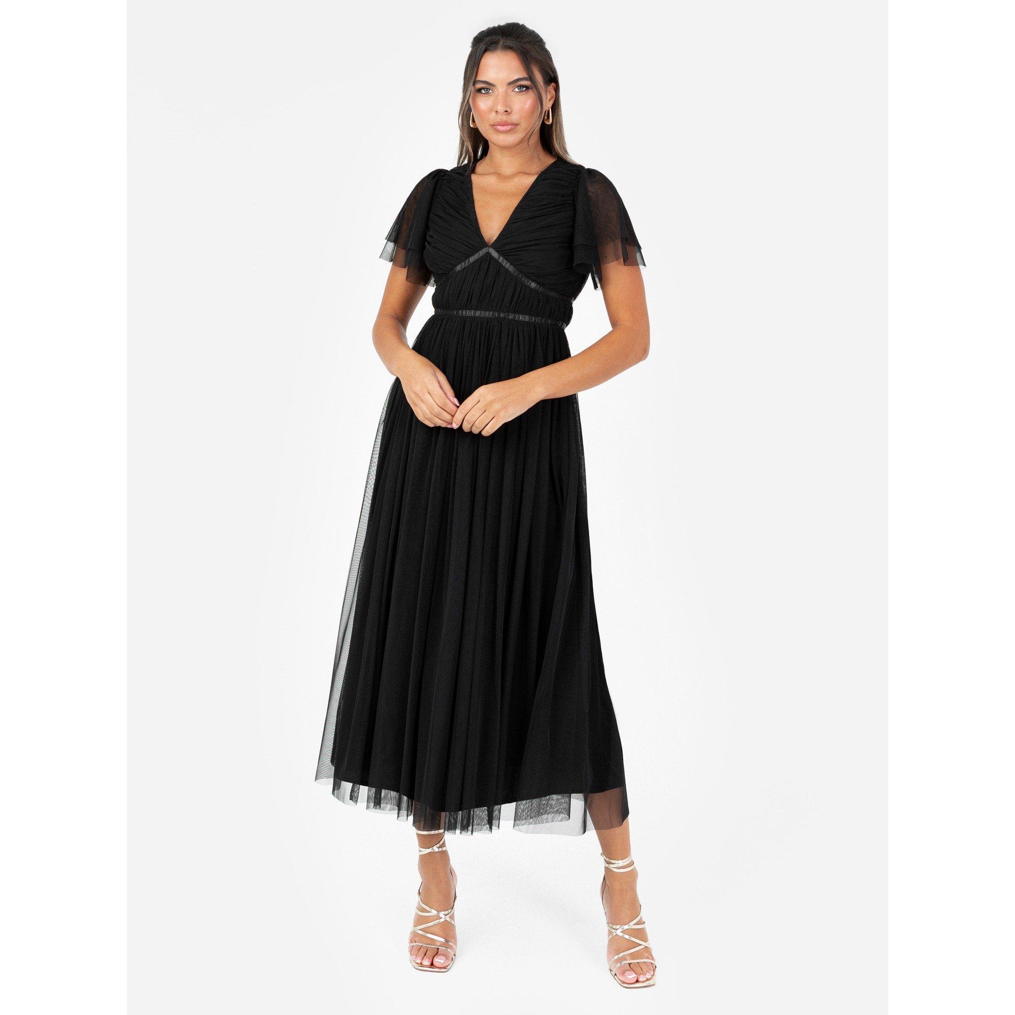 Black - Anaya With Love - Anaya With Love Recycled Black Ribbon Detail Midi Dress - 1