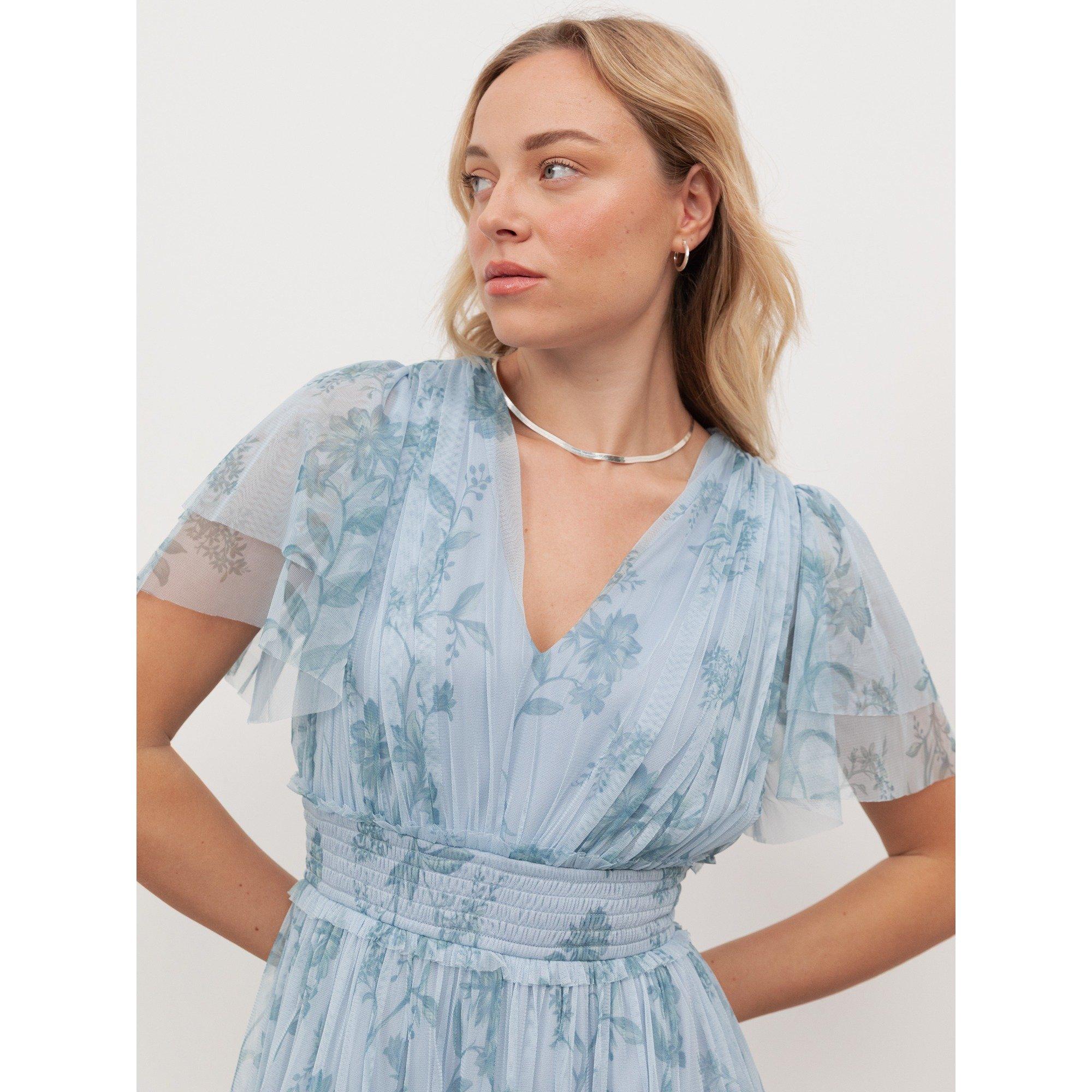 Blue Floral - Anaya With Love - Anaya W V Neck Shirr Ld62 - 3