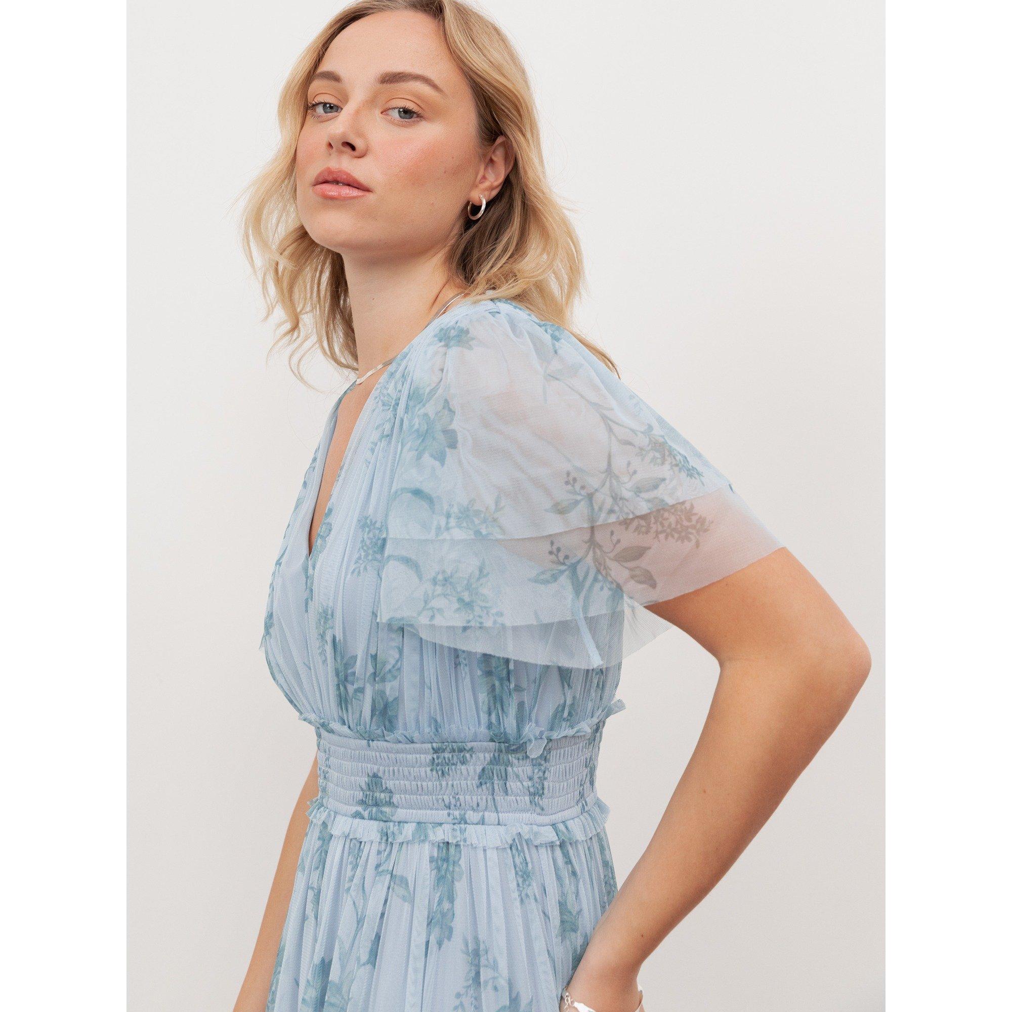 Blue Floral - Anaya With Love - Anaya W V Neck Shirr Ld62 - 5