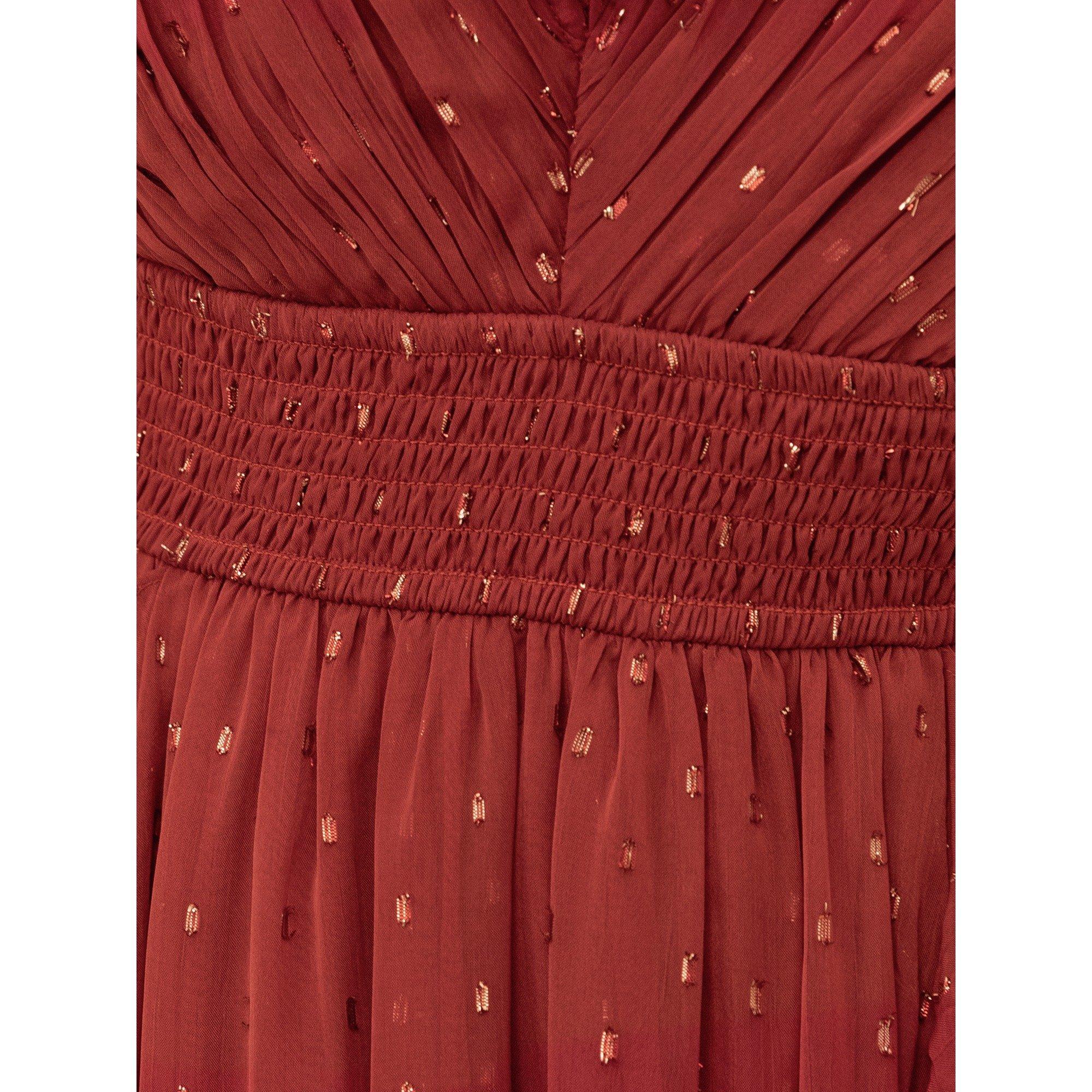 Brown Polka Dot - Anaya With Love - Anaya With Love Recycled Brown Polka Dot Tie-Shoulder Tiered Maxi Dress - 5