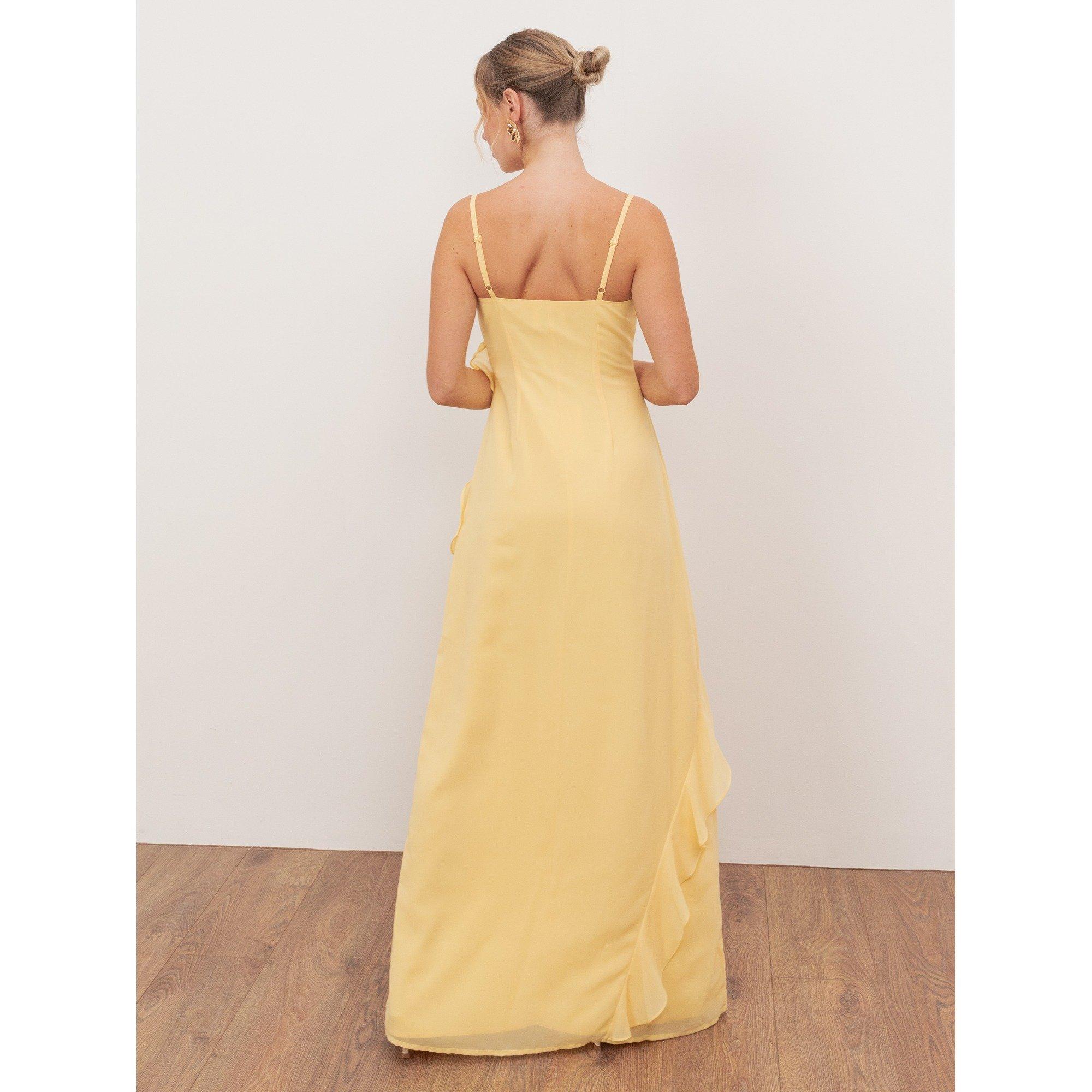 Butter Yellow - Anaya With Love - Anaya With Love Recycled Butter Yellow Waterfall Ruffle Cowl Neck Cami Maxi Dress - 2