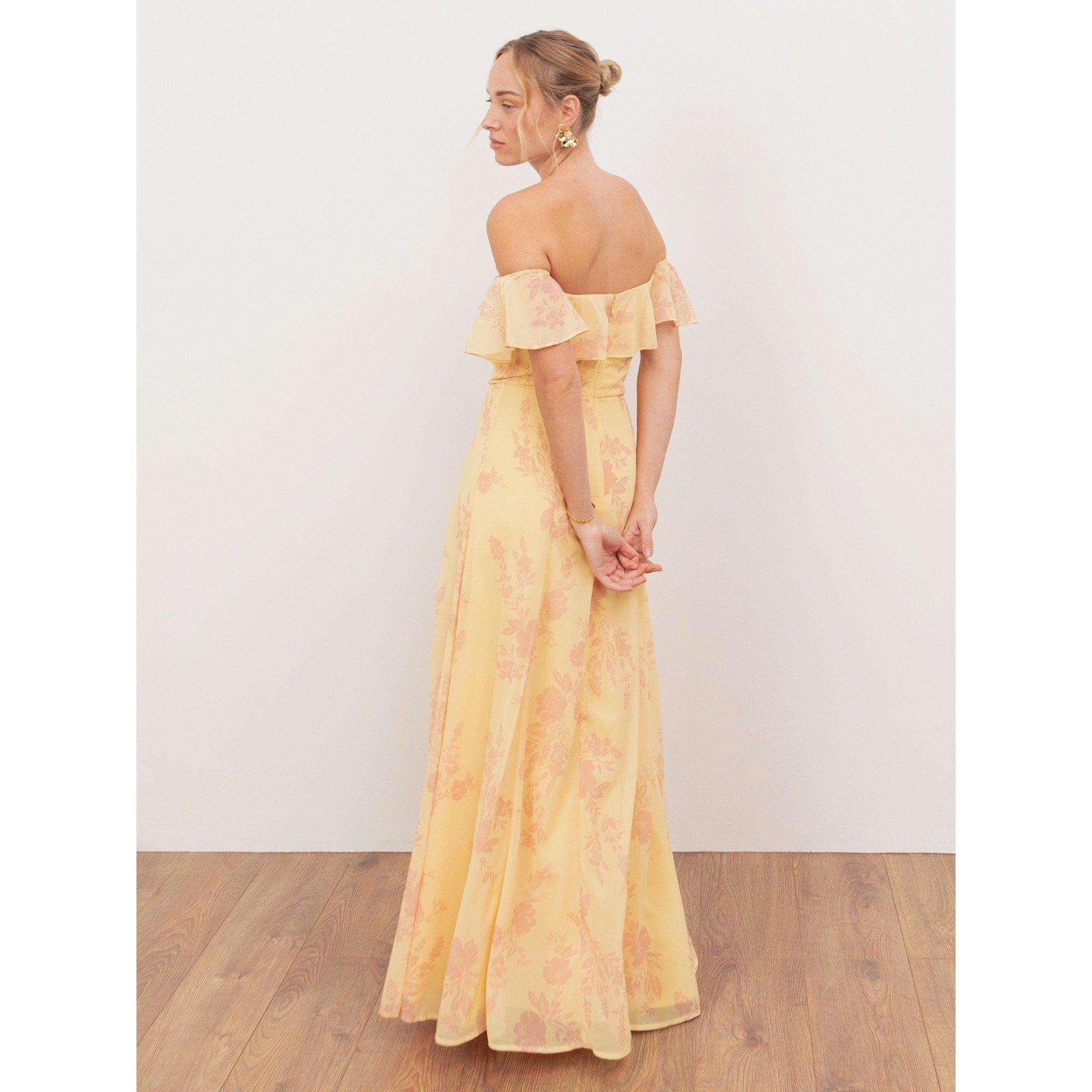 Ylw/Pnk Floral - Anaya With Love - Anaya With Love Recycled Yellow Floral Print Bardot Maxi Dress - 2