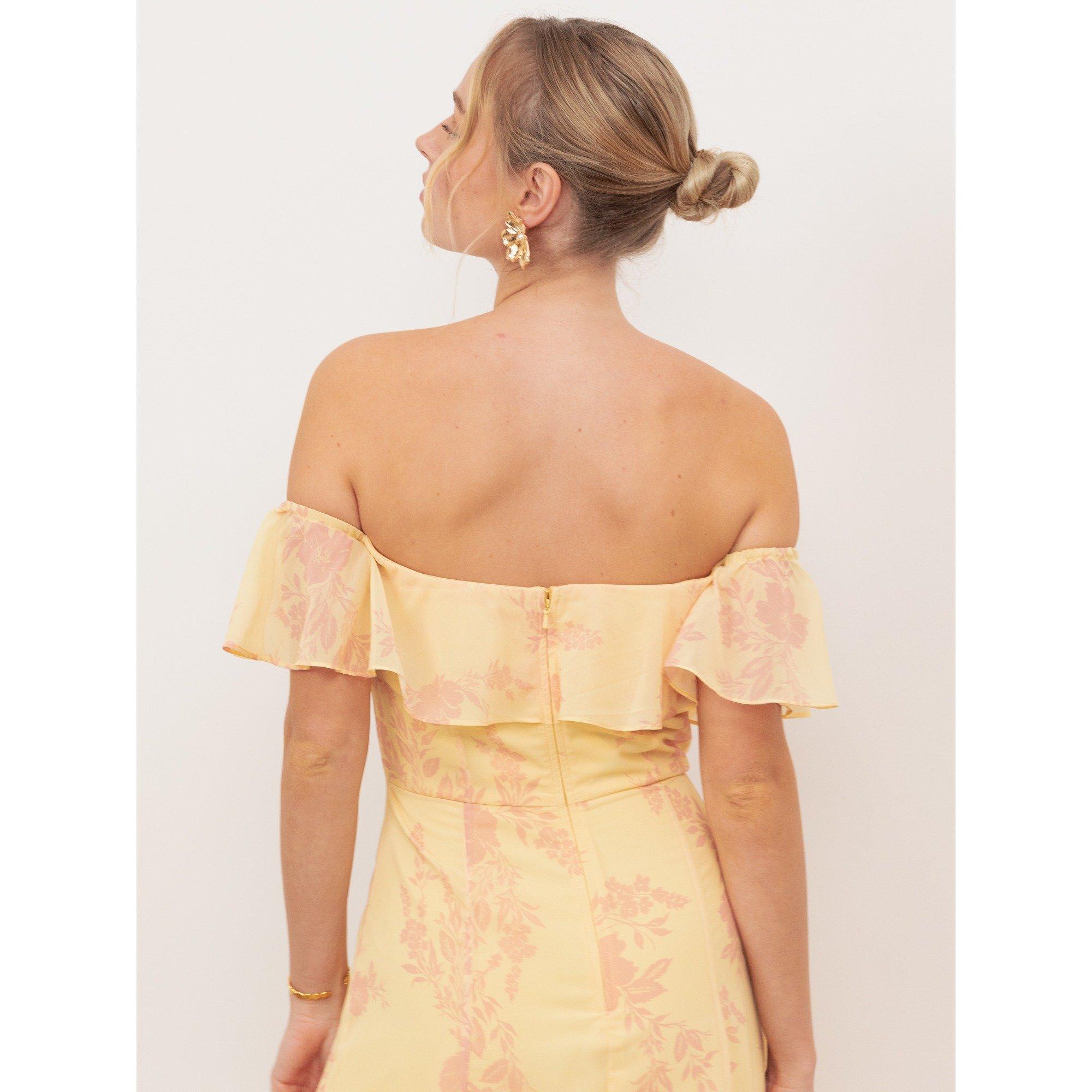 Ylw/Pnk Floral - Anaya With Love - Anaya With Love Recycled Yellow Floral Print Bardot Maxi Dress - 4