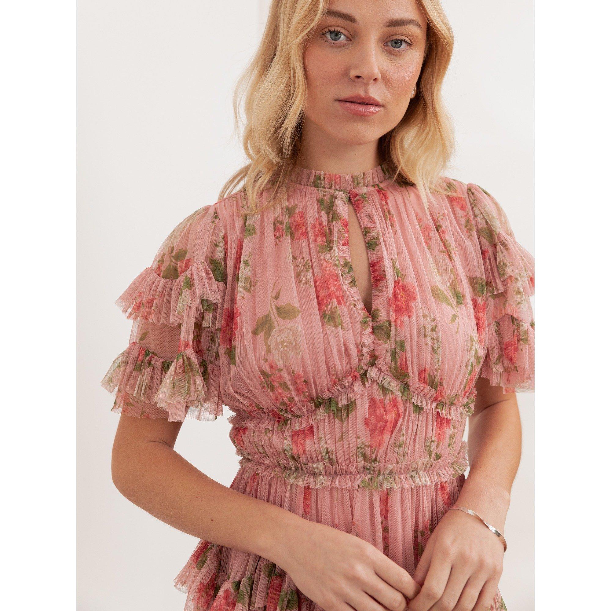 Pink Rom Floral - Anaya With Love - Anaya With Love Recycled Pink Floral Print Short Sleeve Ruffled Mini Dress - 3