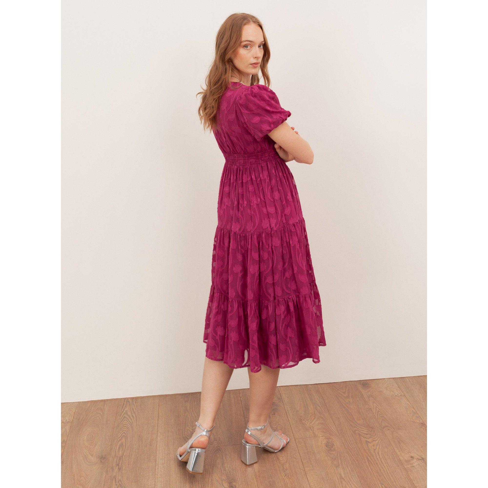 Fuchsia - Lovedrobe - Lovedro Puff Sleeve Ld62 - 2