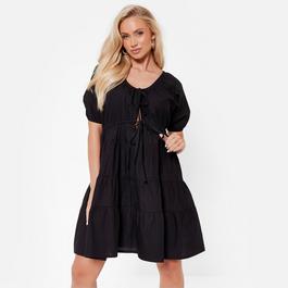 I Saw It First Tie Front Poplin Smock Dress