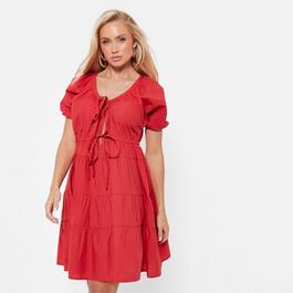 I Saw It First ISAWITFIRST Tie Front Poplin Smock Dress