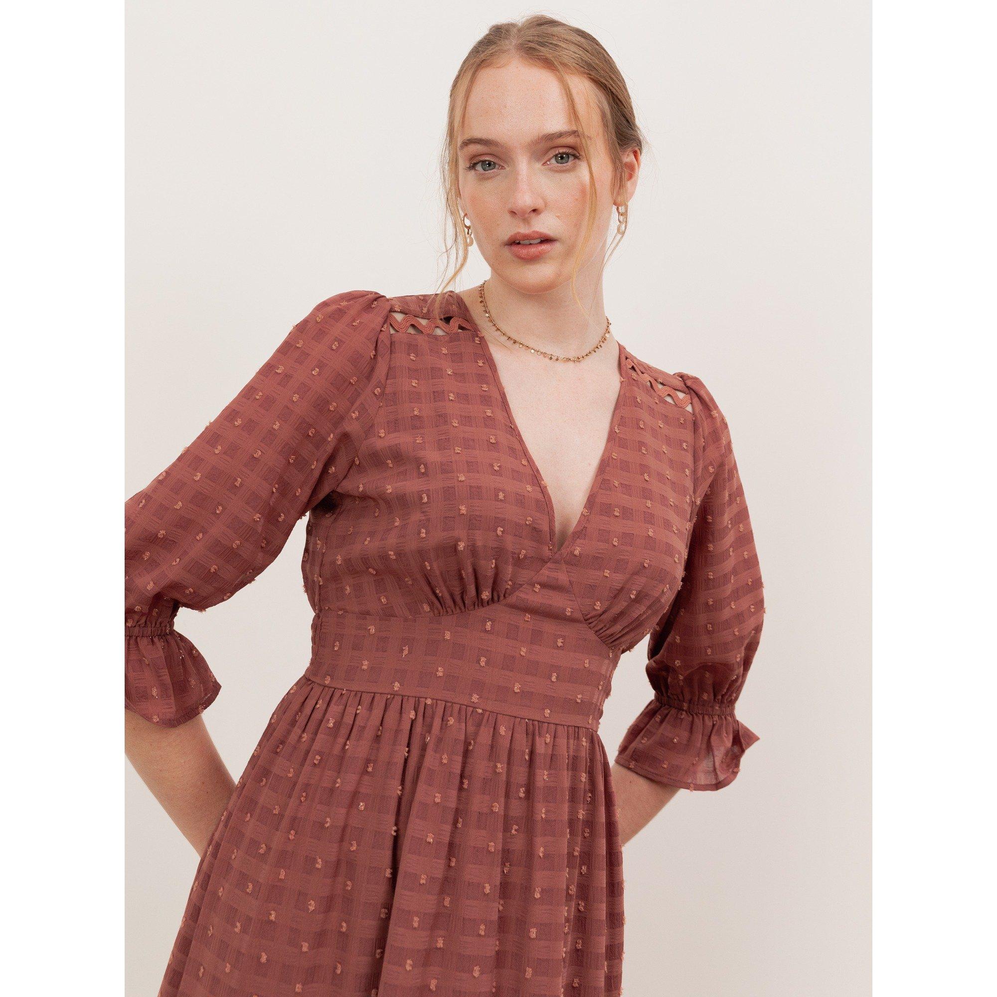 Terracotta Pink - Lovedrobe - Lovedro Trimmed Ging Ld62 - 3