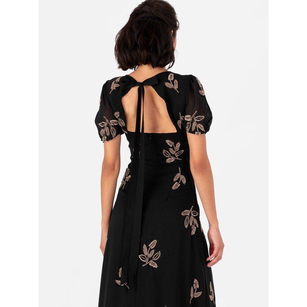 Nero - Maya Deluxe - Maya Black Embellished Short Sleeve Maxi Dress with Open Back - 4