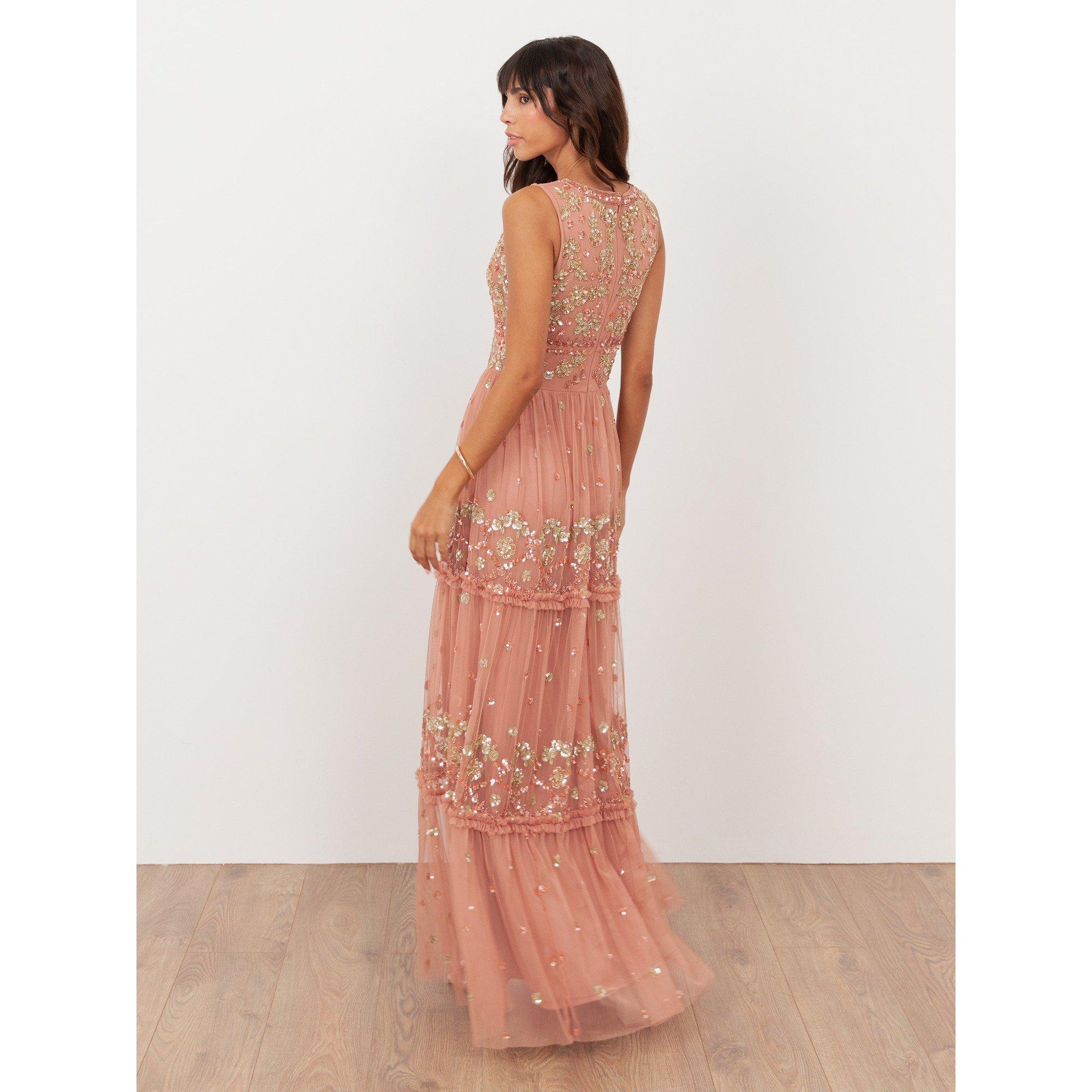 Terracota Rosa - Maya Deluxe - Maya Terracotta Pink Embellished Sleeveless Maxi Dress - 2