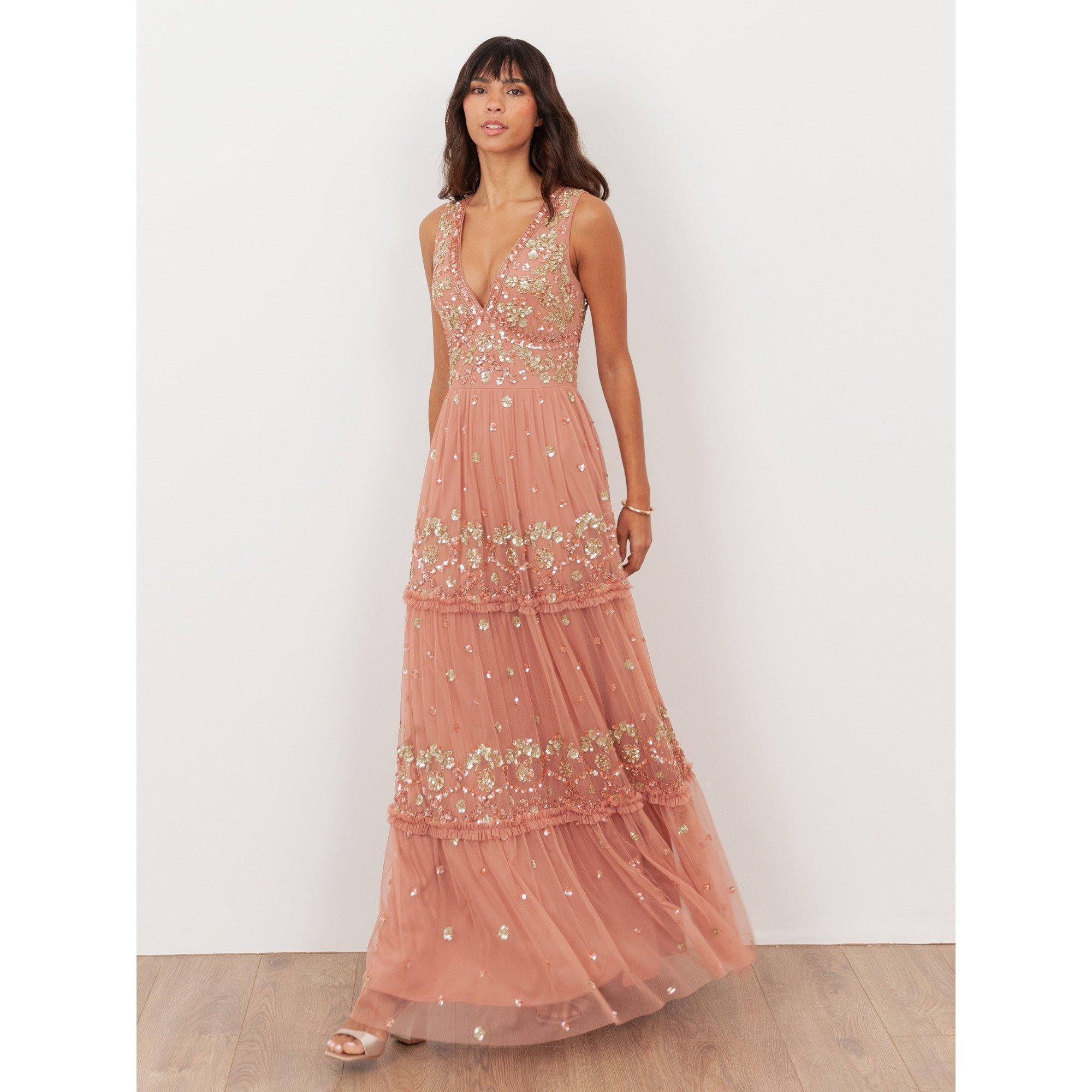 Terracota Rosa - Maya Deluxe - Maya Terracotta Pink Embellished Sleeveless Maxi Dress - 5