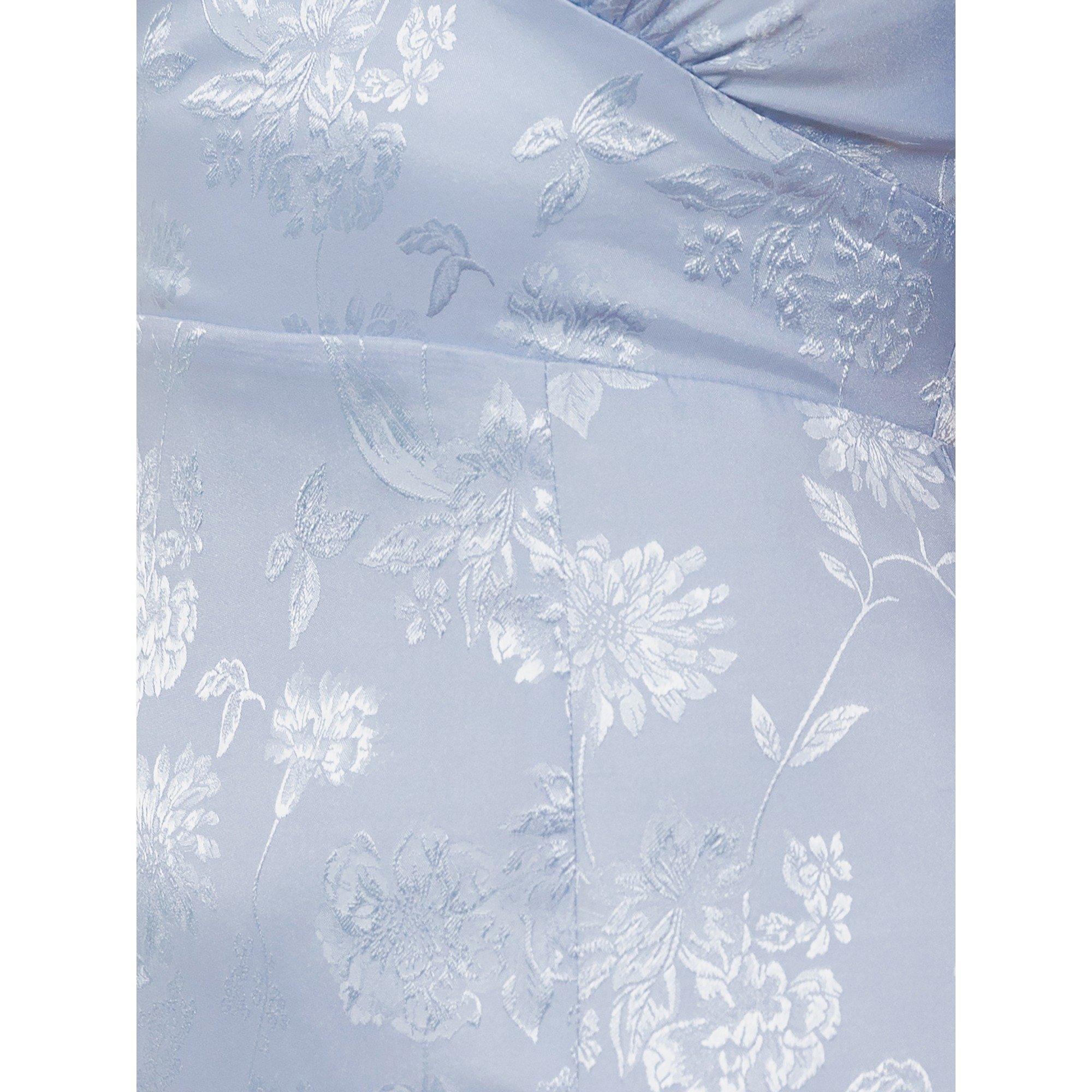 Maya Deluxe Maya Pastel Blue Floral Jacquard Satin Maxi Dress | USC