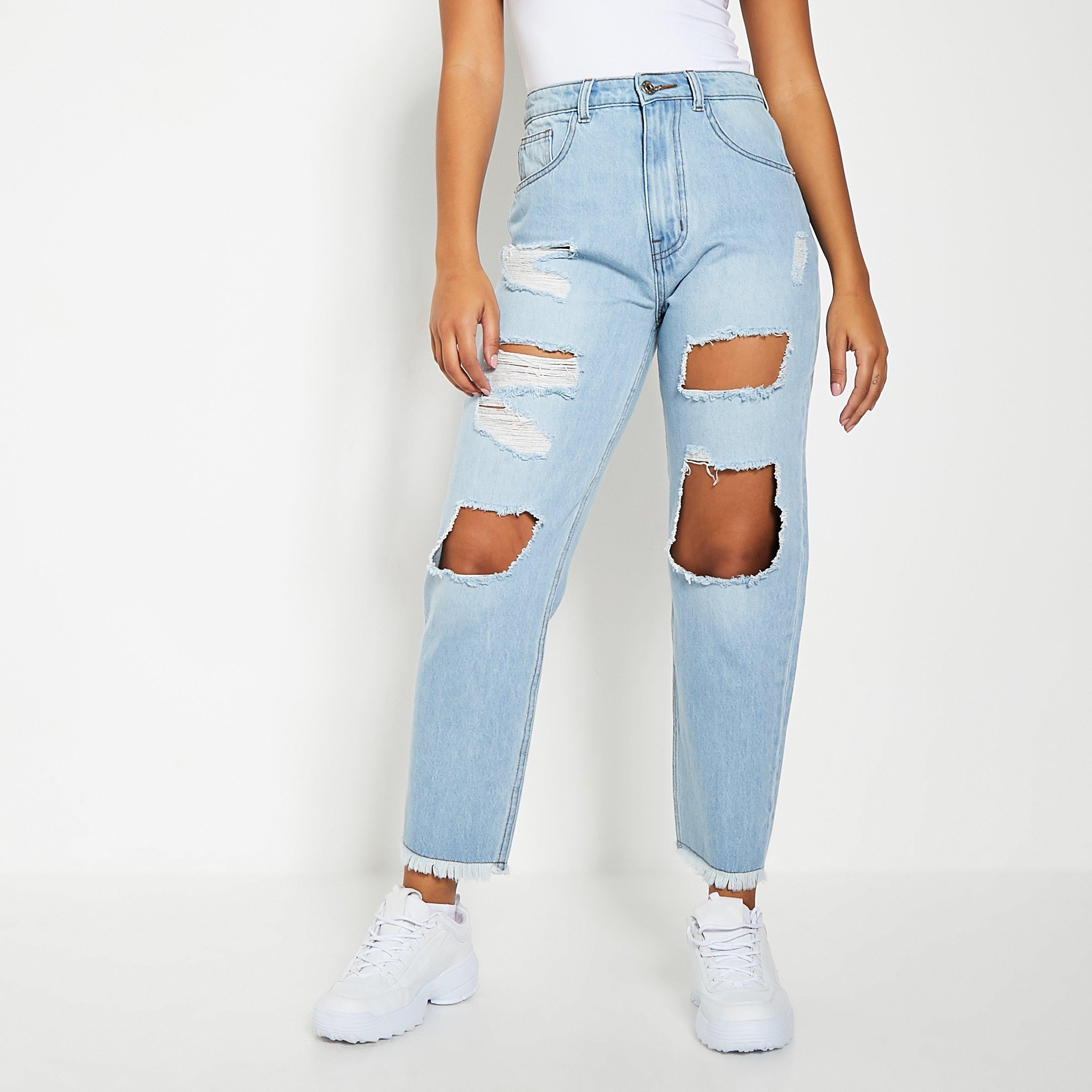 Light Wash - I Saw It First - Distressed Hem Ripped Mom Jeans - 5