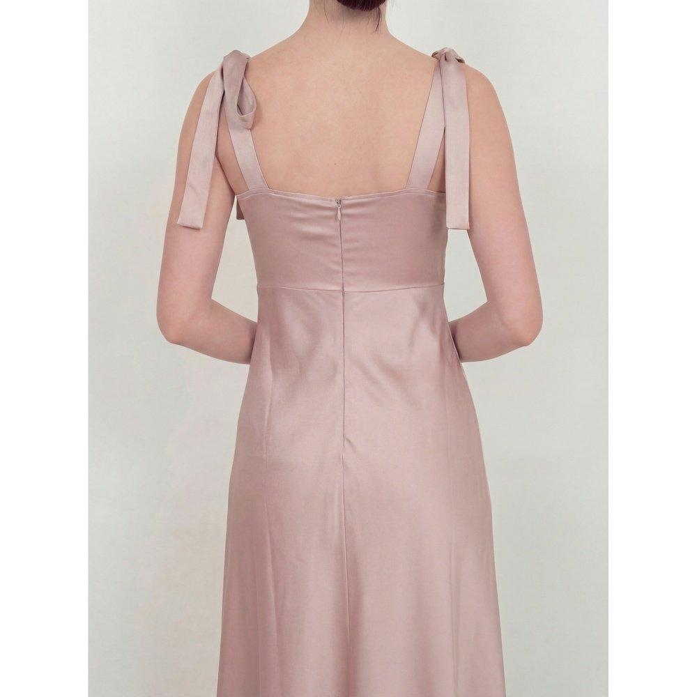 Weiches Rosa - Maya Deluxe - Womens Tie Shoulder Satin Maxi Occasion Dress - 4