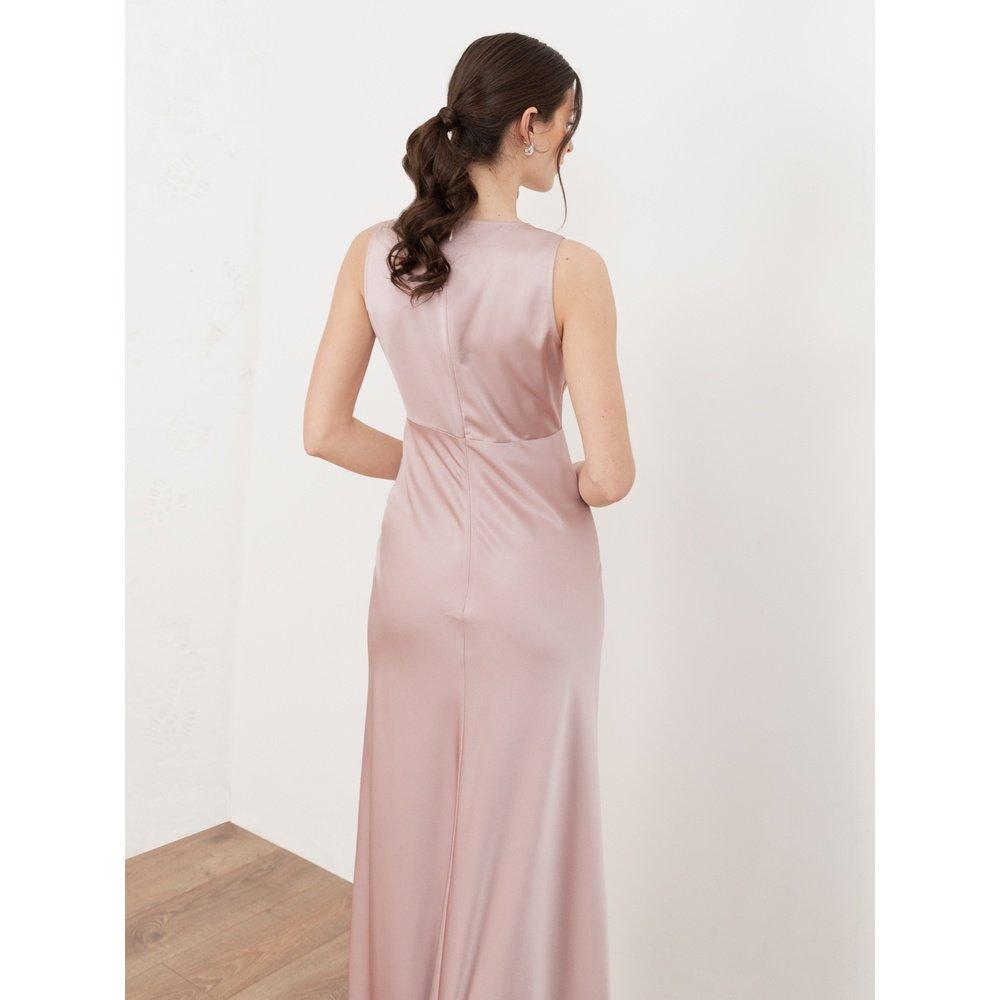 Rosa Suave - Maya Deluxe - Womens V Neck Open Back Satin Occasion Maxi Dress - 5