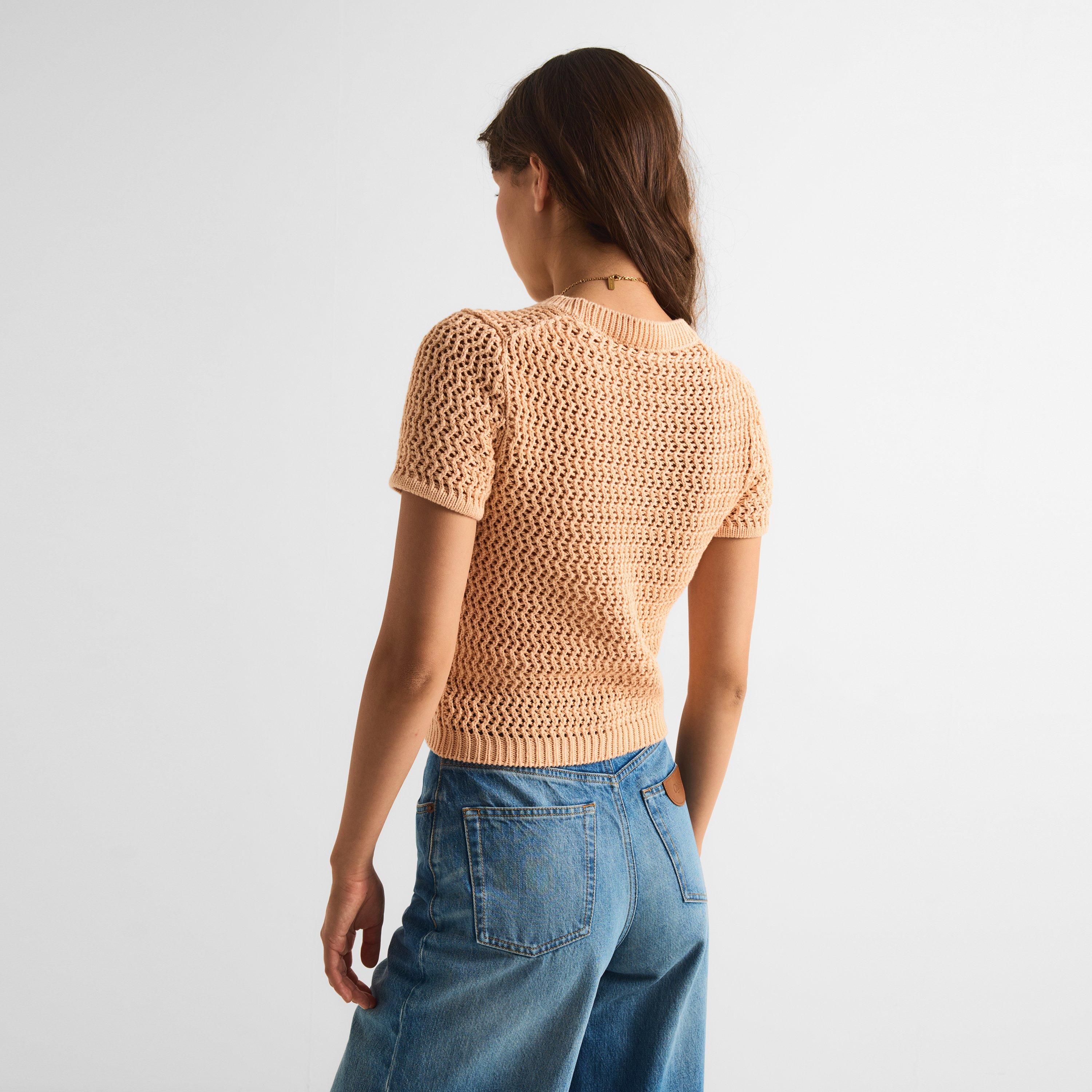 Bleached Orange - Chloe - Women's MP20 Short Sleeve Knitted Top - 4