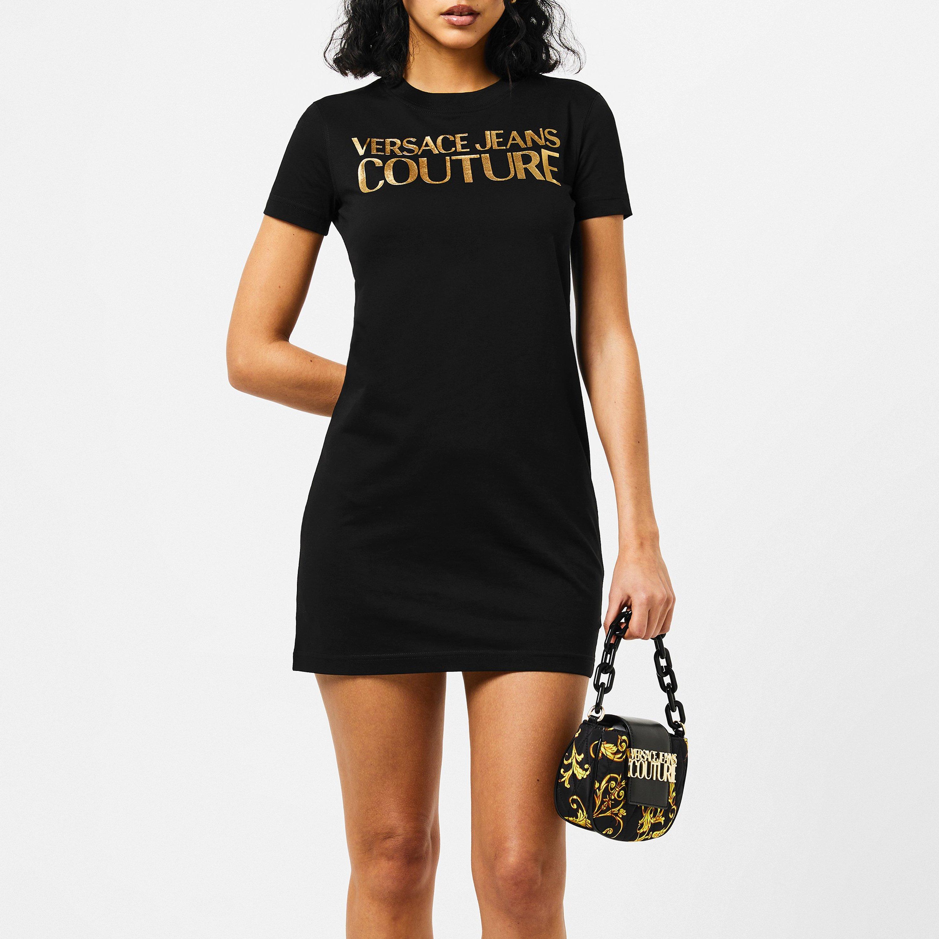 Black/Gold G89 - Versace Jeans Couture - Jersey Basic Logo Dress - 1