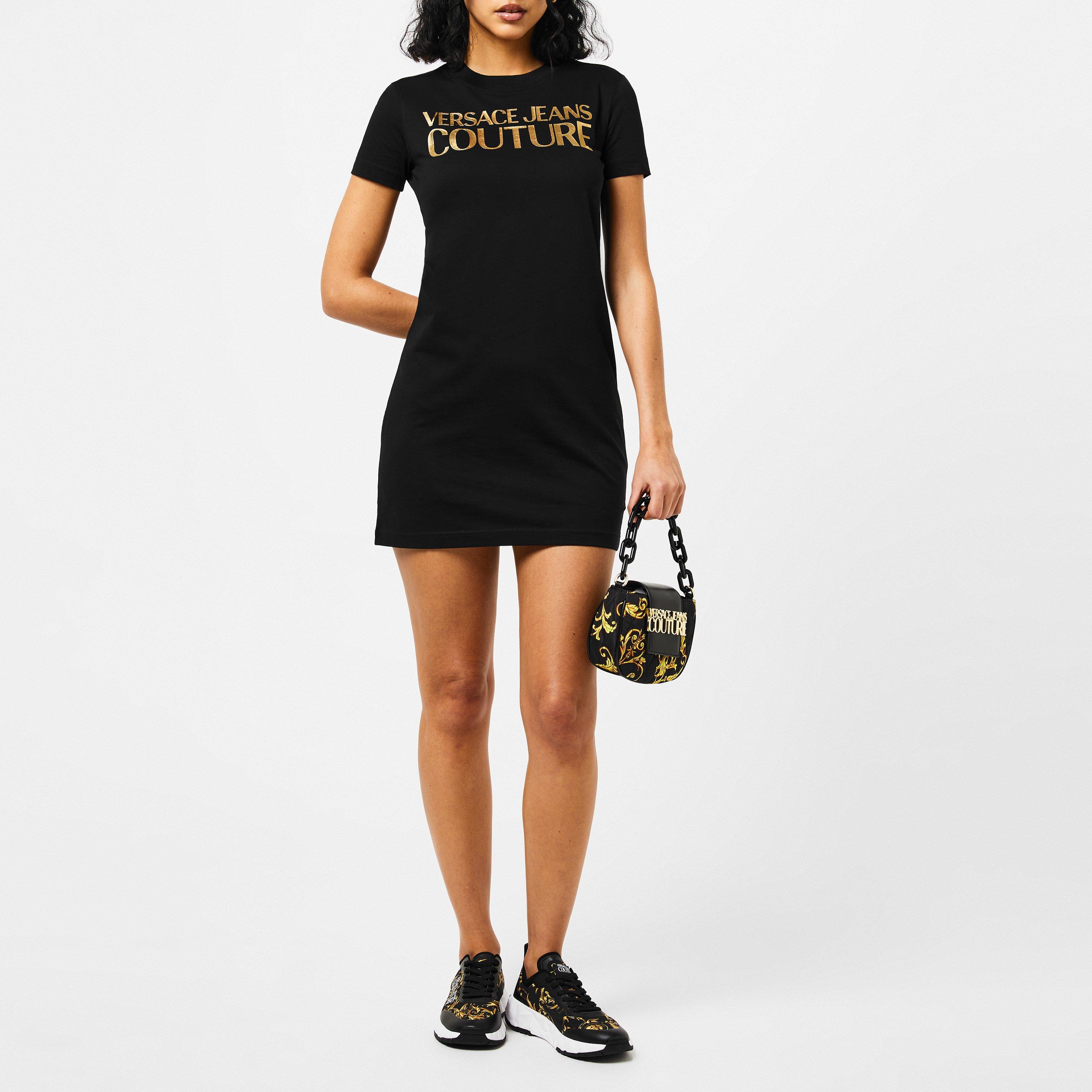Black/Gold G89 - Versace Jeans Couture - Jersey Basic Logo Dress - 4