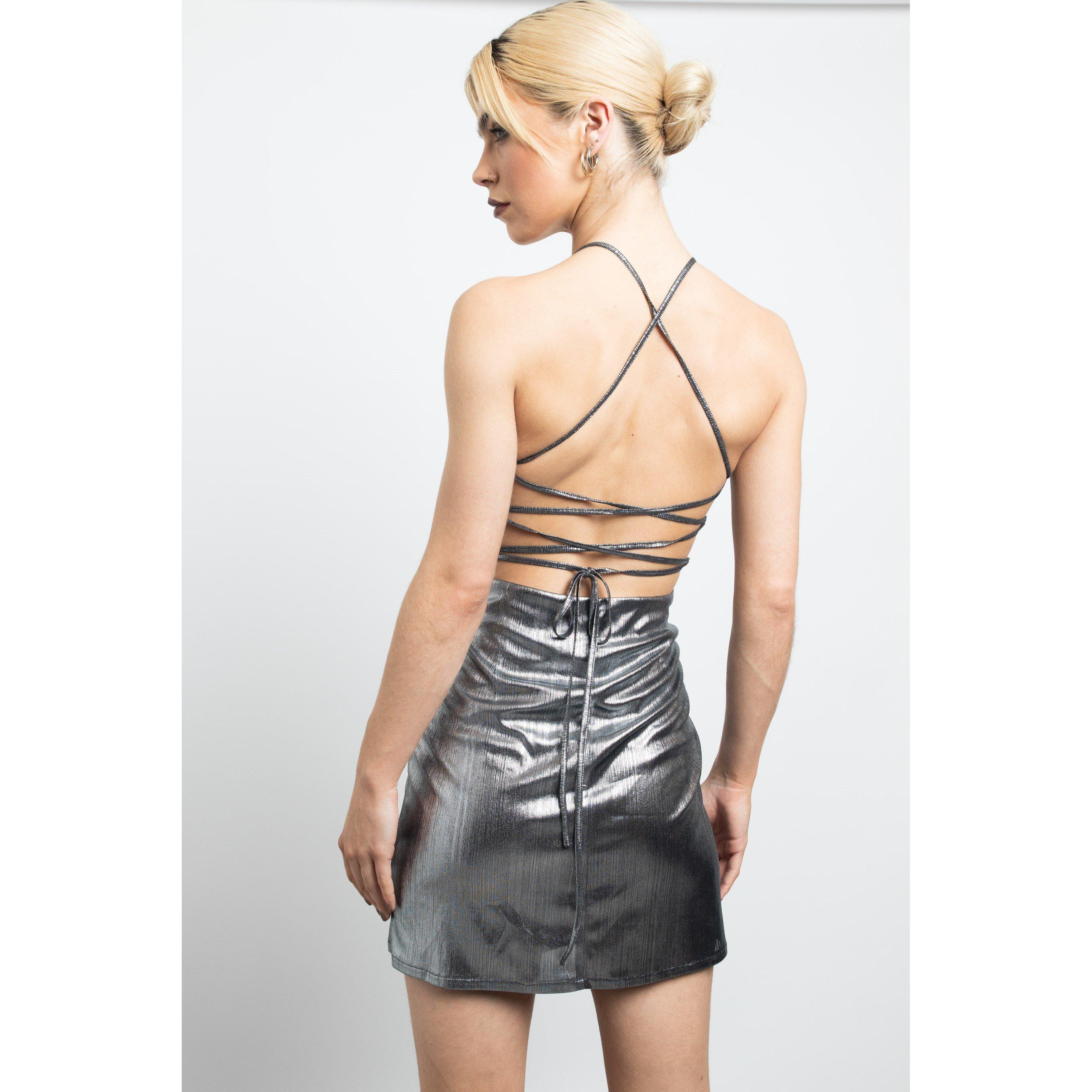 Silver - Daisy Street - Women's Metallic Mini Dress - 2